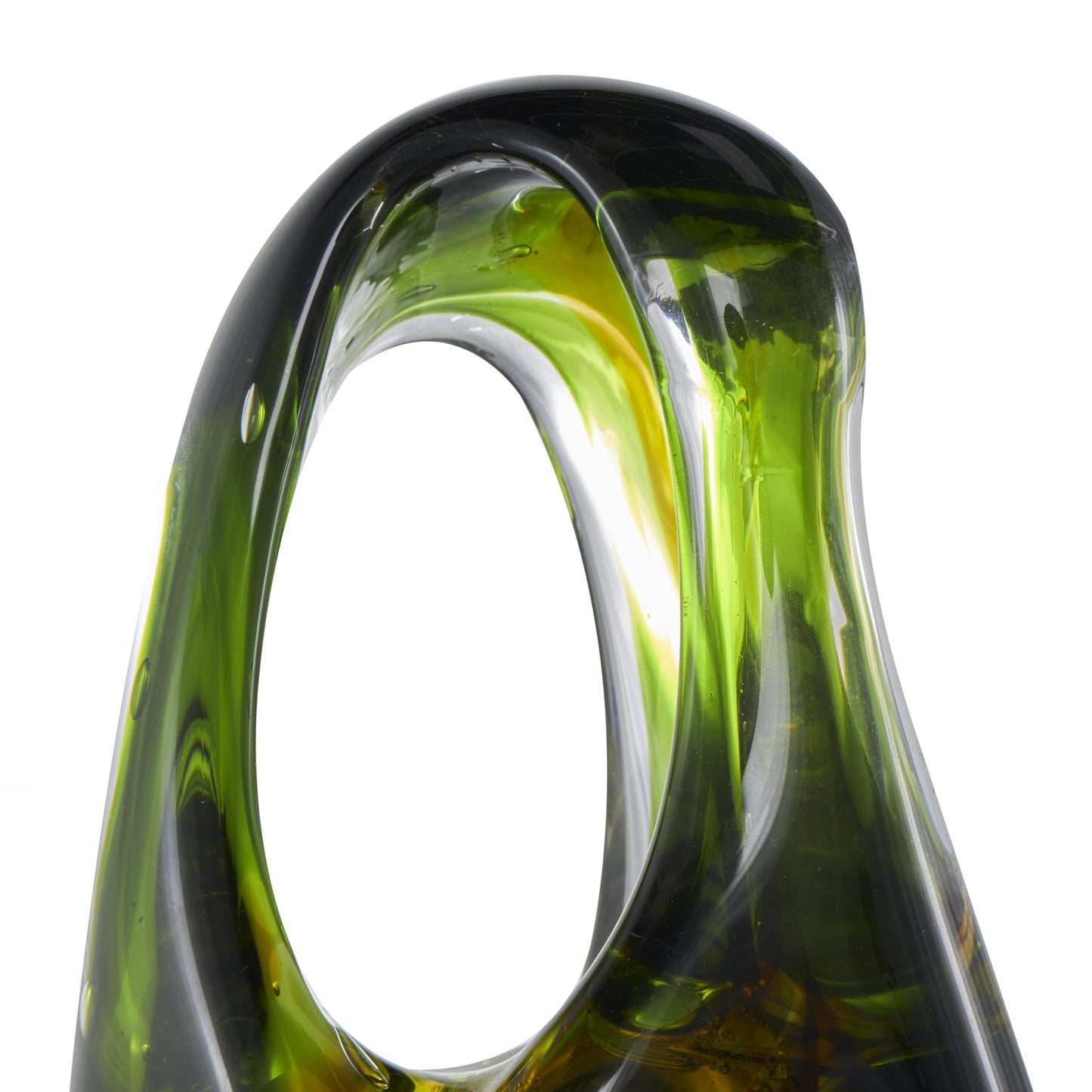 Deco 79 Glass Abstract Decorative Sculpture Ombre Cutout Home Decor Statue with Amber Accents, Accent Figurine 6" x 5" x 16", Green