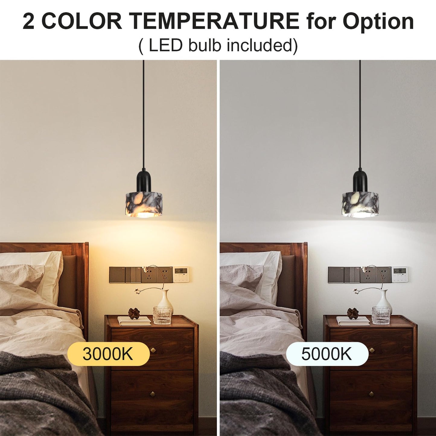 Fivemengo Natural Stone Pendant Light 4.7in, Mini Wabi Sabi Pendant Light 2 Pack, Mini Nordic Hanging Stone Lamp Lighting Fixture for Dining Room Bedroom Corner (Bulb Included)