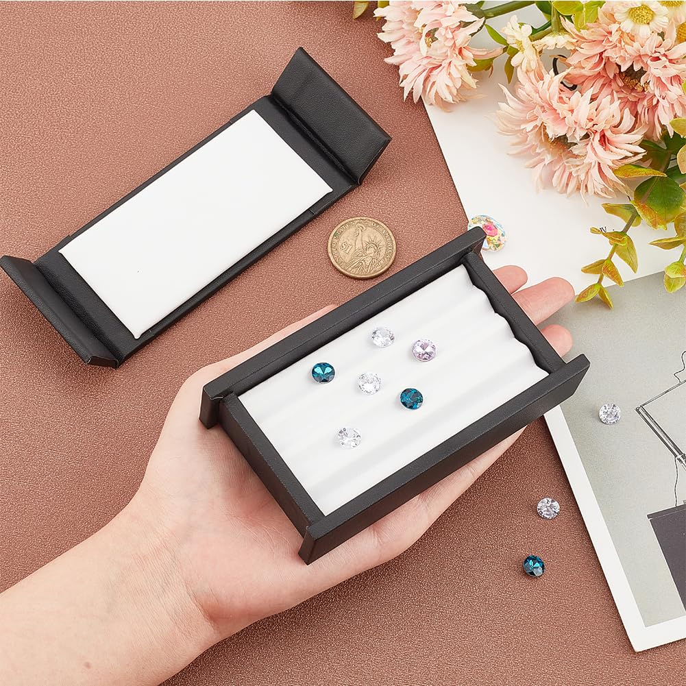 PH PandaHall Gems Storage Container 4 Slot Diamond Display Boxes Gemstone Jewelry Box Show Case Storage Box Holder with Lids and Velvet for Gems Coins Jewelry Displaying and Gift Packing