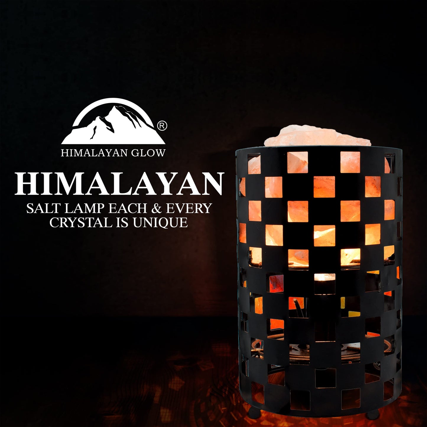 Himalayan Glow Projective Style Metal Basket Night Light with Pink Chunks, Bulb,(ETL Certified) Dimmer Switch,Calming & Relaxing Salt Lamp, Pink Salt Chunks (Pack of 2)