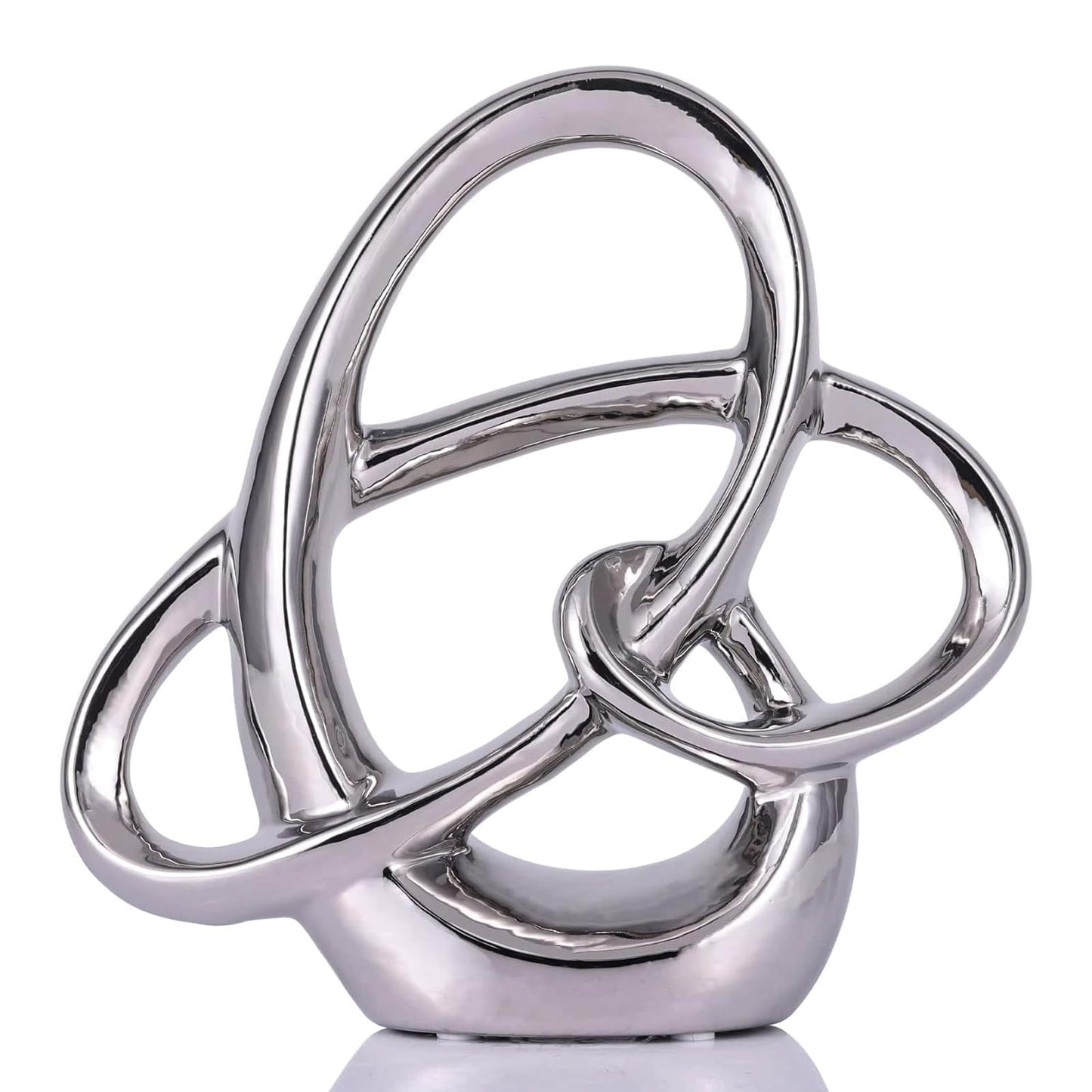XIYOUQI Modern Silver Ceramic Statue – 8.66in Abstract Art Sculpture for Dining Table Decorations, Home Decor Accents for Shelf, Mantel, Office or Living Room Centerpieces