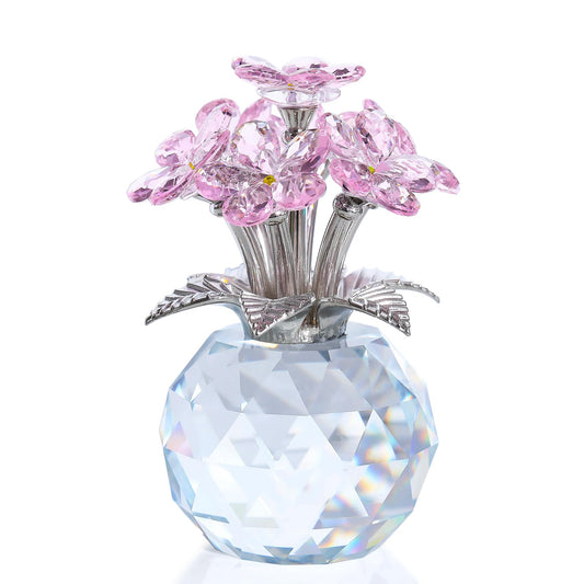 Ornalrist Pink Crystal Forget Me Not Flower Figurine, Forget-me-not Gifts for Women Mom Friend Meaningful Gifts, Glass Flowers Figurines Collectibles
