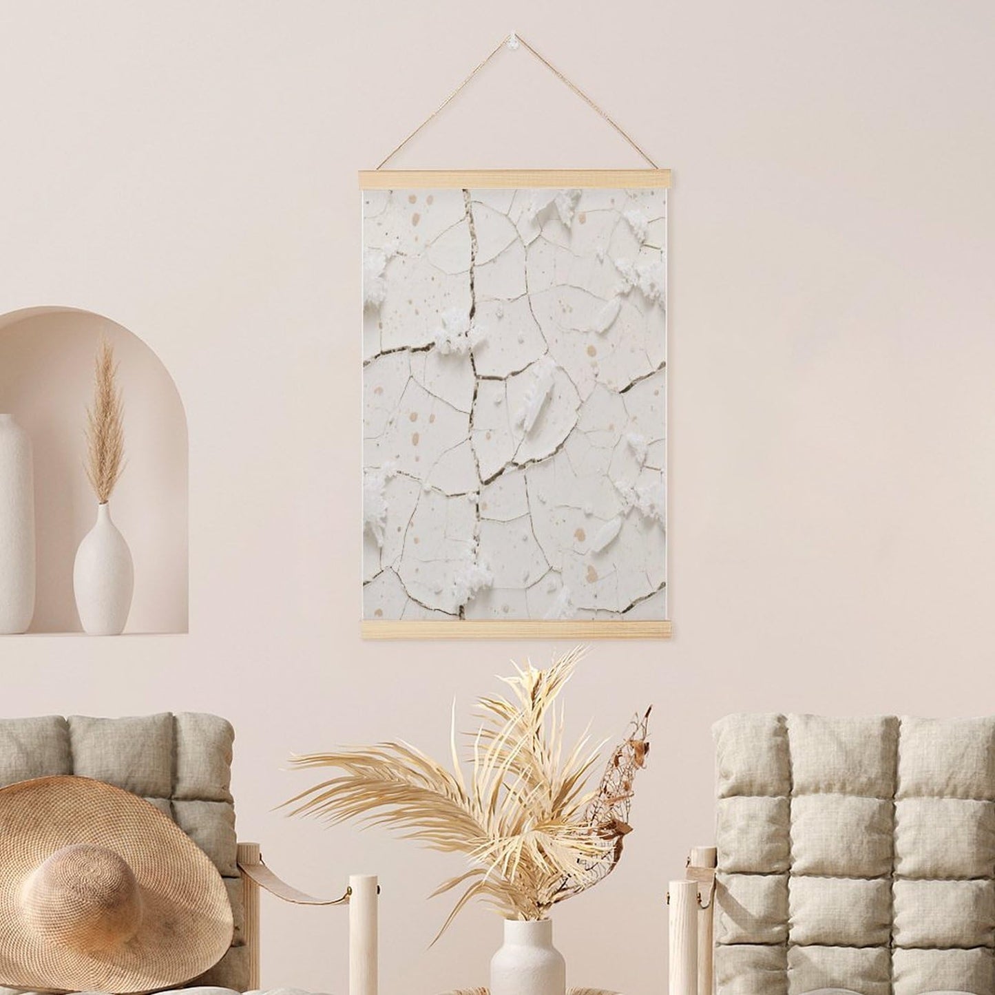 Gypsum Salt Crystals Magnetic Poster Hanger Frame, Wood Wooden Magnet Hanging, Magnetic Poster Frame for Photo Picutre Canvas Artwork Art Print Wall Hanging
