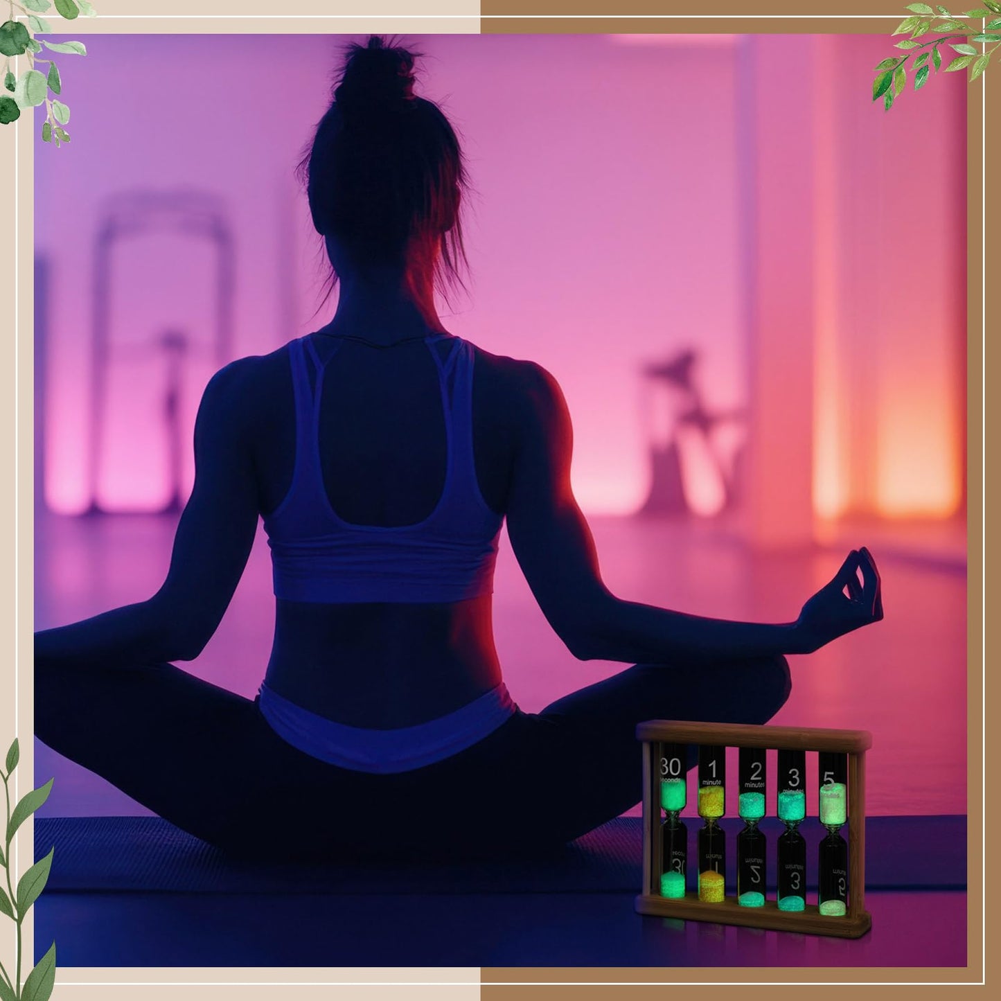 Halloscume Glow in The Dark Sand Timer 0.5/1/2/3/5 Wooden Sand Glass Luminous Hourglass Creative Timing Tools for Decorations Brush Teeth Home Office Cooking Classroom