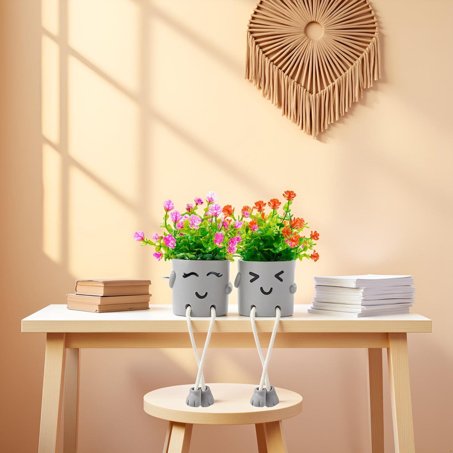 ASOPHEX 2 Packs Cute Fake Plants, Artificial Potted Plants for Table Desk Home Bedroom Bathroom Office Shelf Office Wall Room Farmhouse Decor Artificial Plants