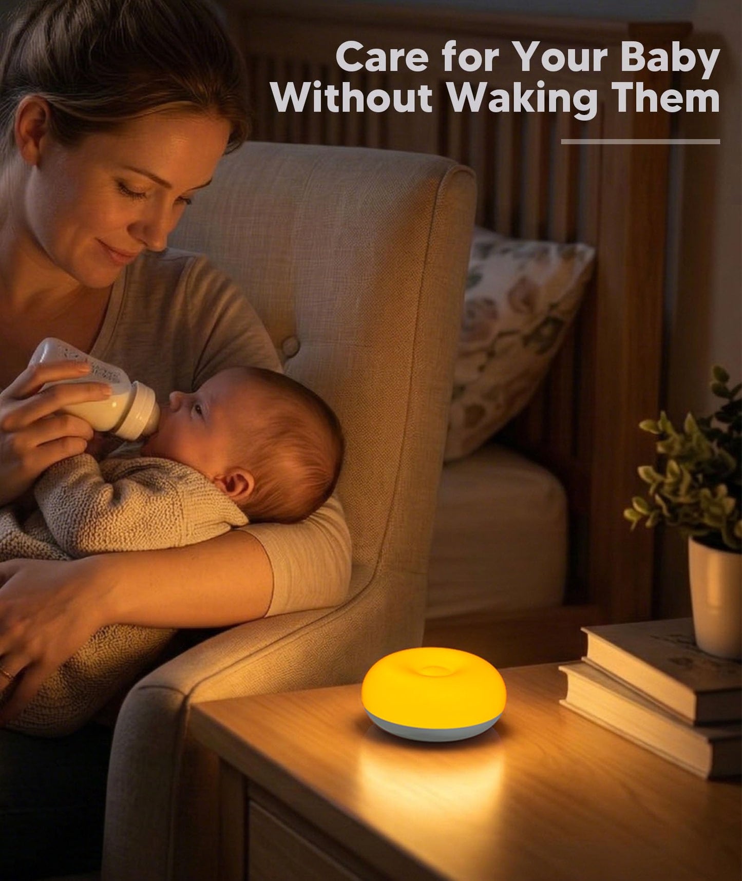 Baby Night Light for Nursery | Upgraded Flip Design with 1800K Amber Glow for Breastfeeding & Diaper Changes | Dimmable Silicone Egg Lamp, Brightness Memory, Child Lock, USB-C Rechargeable Nightlight