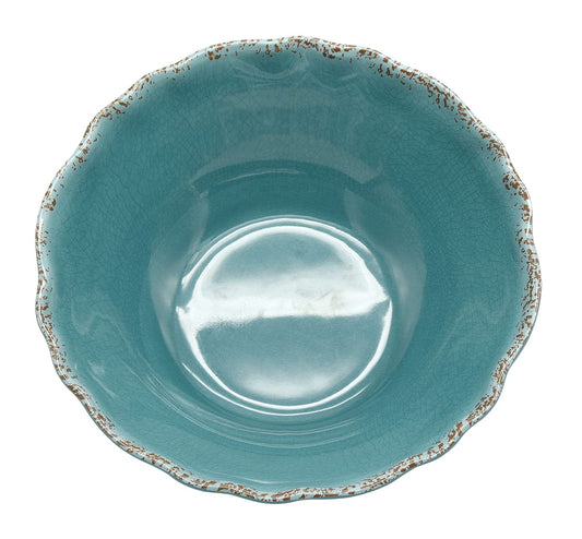 LOK-OSEMILE Gourmet Art Crackle 100% Melamine 12" Salad, Mixing, Pasta Serving Bowl Aquamarine Blue