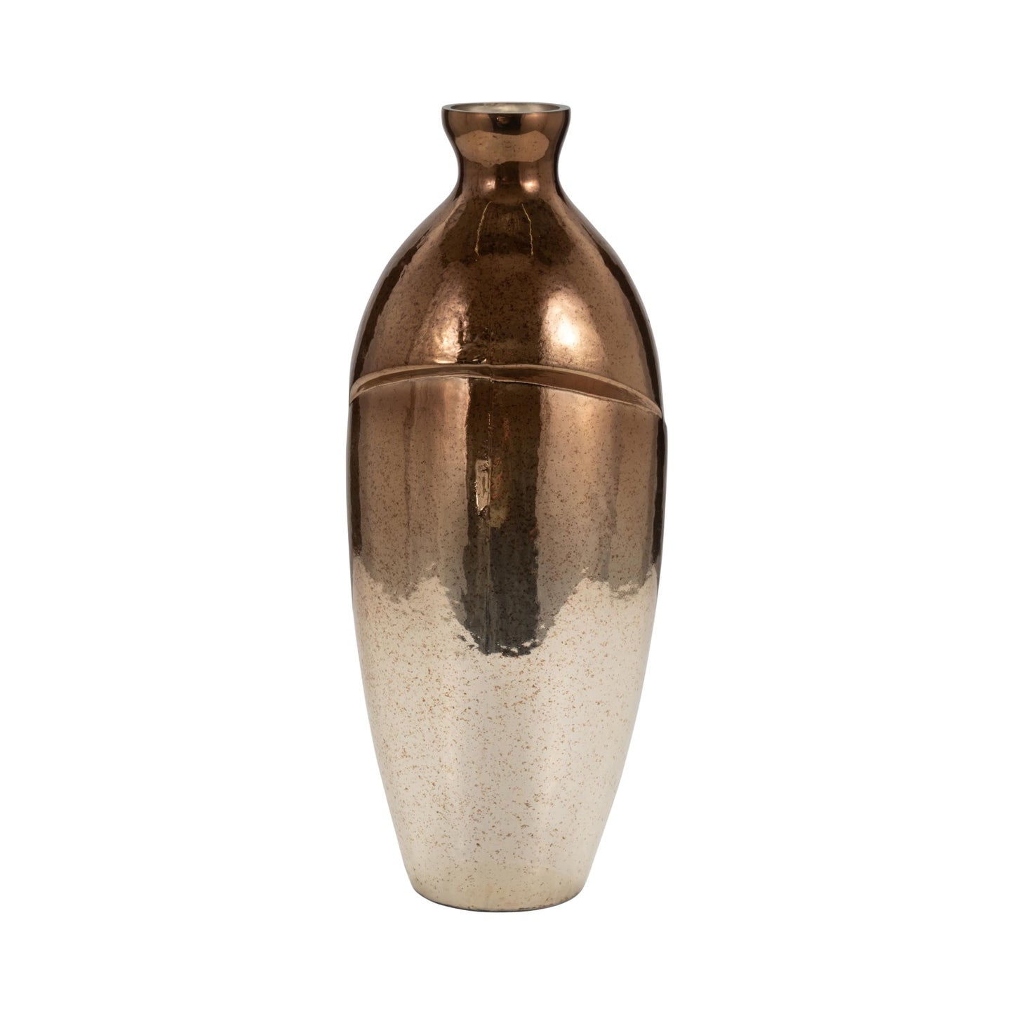 Sagebrook Home Modern Glass Vase - Unique Abstract Design - Handcrafted Metallic Glass - Luxury Decorative Accent for Home, Office, Living Room & Bedroom - 19" Copper & Bronze