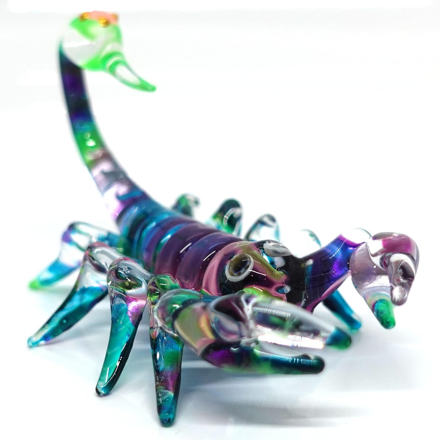 Sansukjai Scorpion Miniature Figurines Animals Hand Painted Blown Glass Art Collectible Gift Decorate (Multi-Pastel)