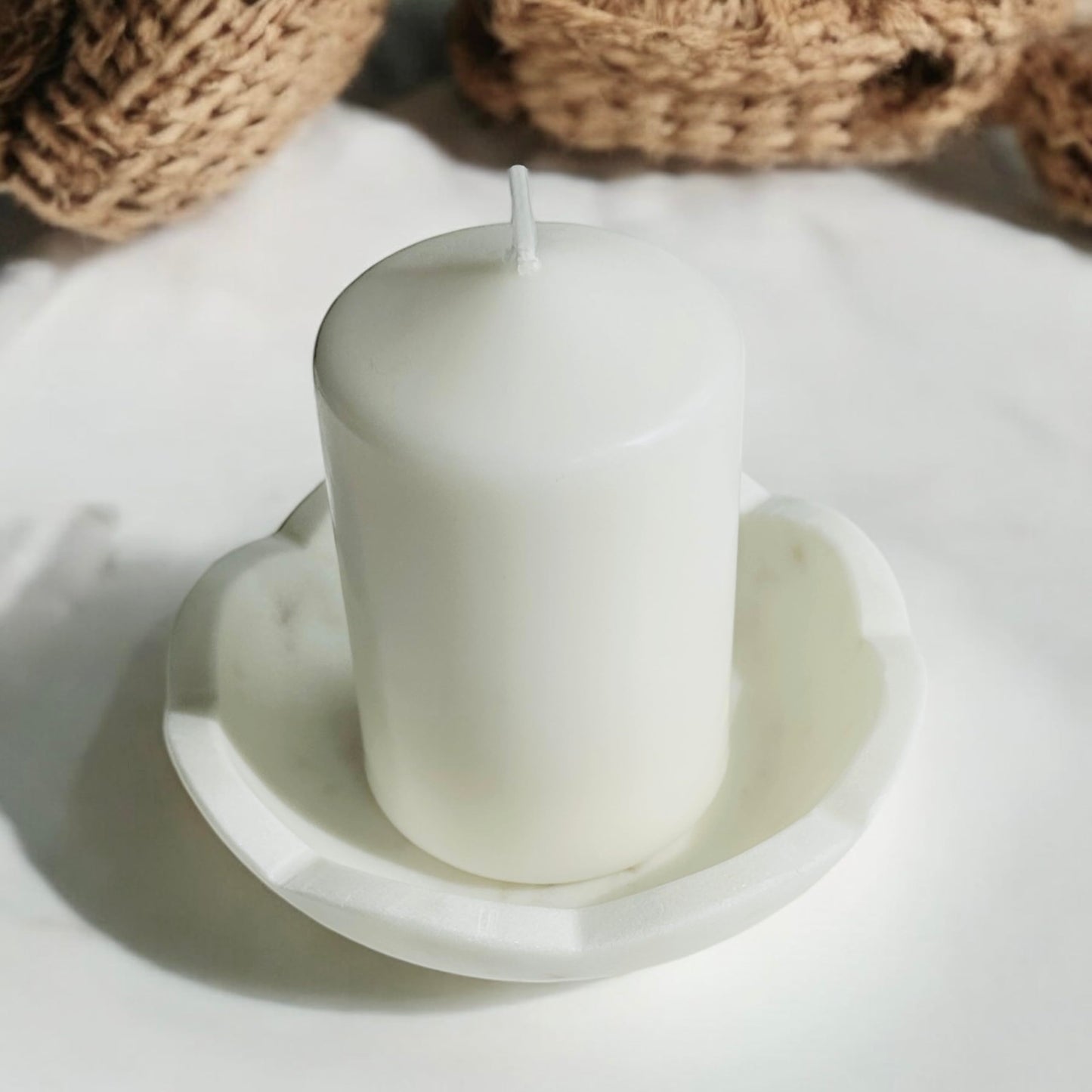 Scalloped White Marble Bowl - 4.6 inches - Decorative Bijou Bowl - Jewelry Dish - Jewelry Holder - Jewelry Tray - Trinket Holder - Key Bowl - Soap Dish - Candle Holder - Candle Dish