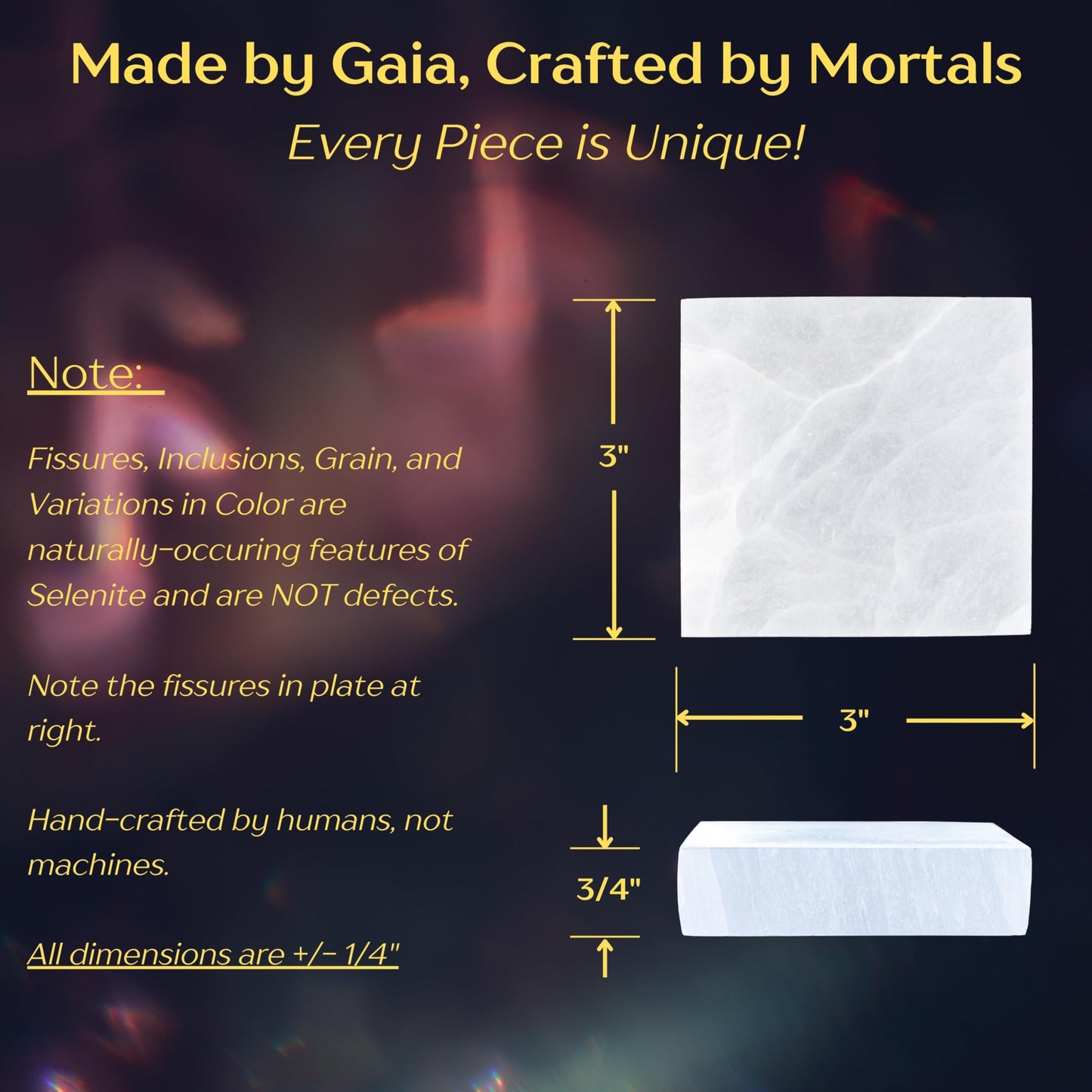 Om Zone Selenite Charging Plate for Cleansing Crystals & Healing Stones, Meditation, Reiki, Protection Crystals, Spiritual Gift (4, 3" Square)