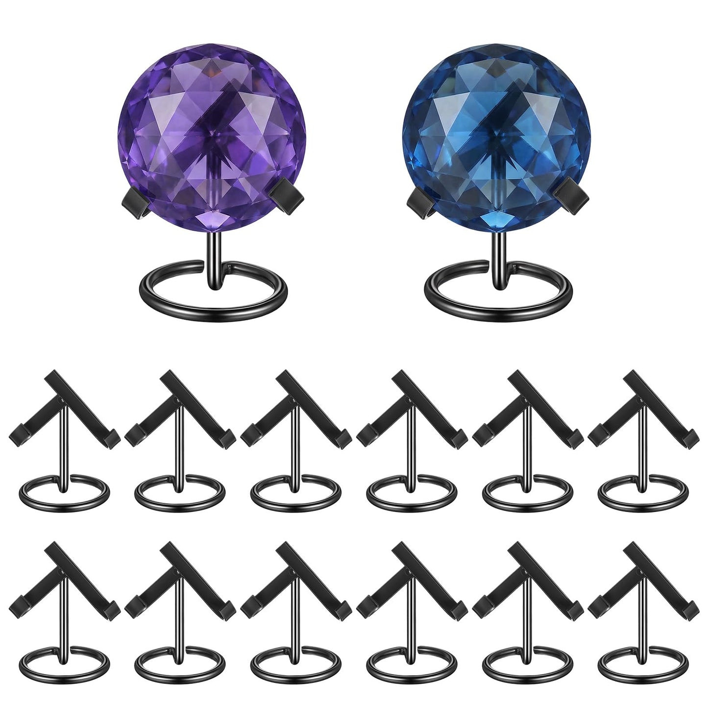 JOUTYFOR 12 Pcs Metal Crystal Heart Stone Stand Crystal Ball Holder Rock Display Stand Mineral Specimen Display Easel Holder for Gemstones Fossils Agate Slabs Plates (Black, 2 x 2.36 x 2.44 Inch)