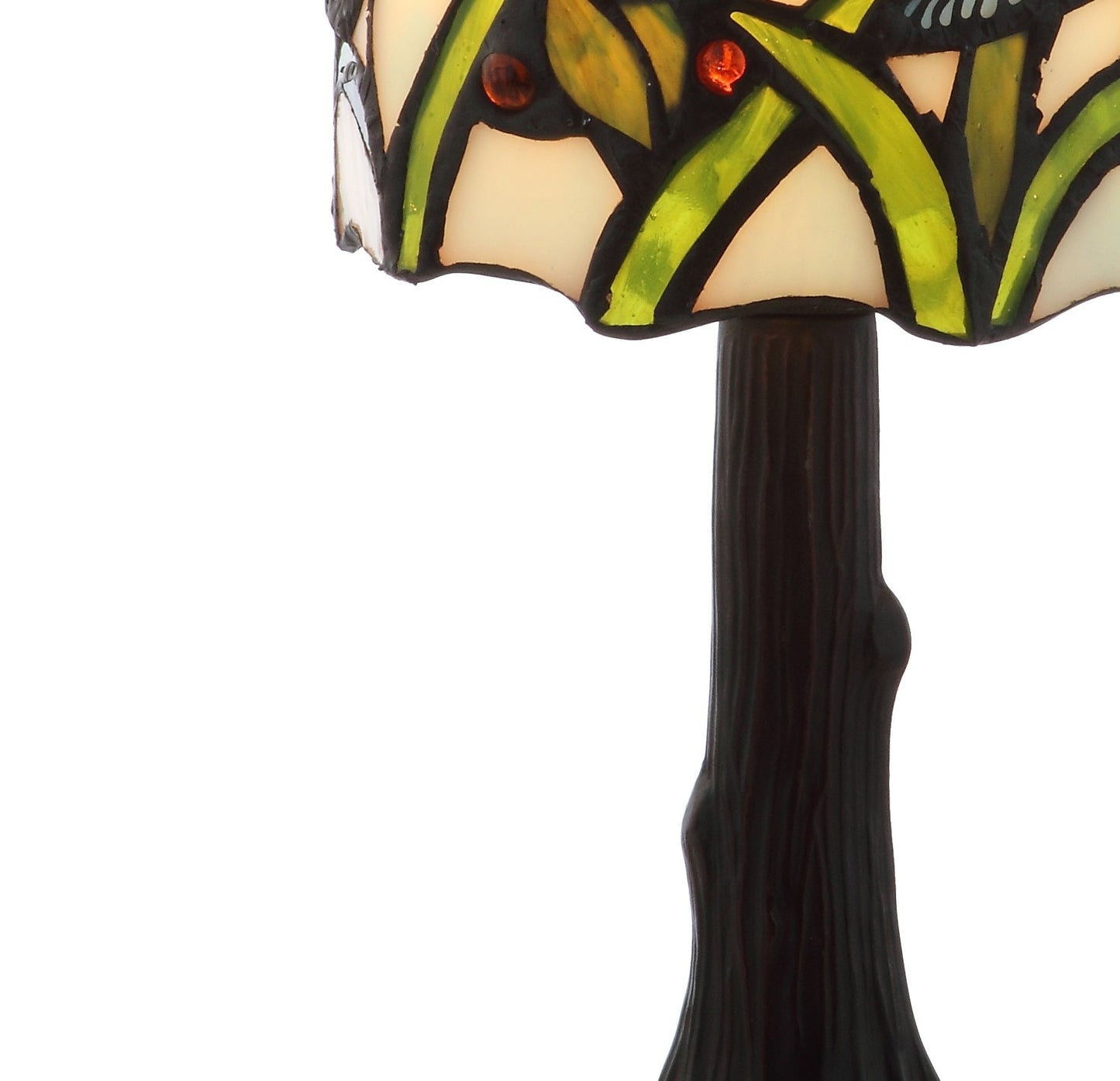 JONATHAN Y 12" Bronze Hummingbird Tiffany-Style LED Table Lamp, Handcrafted Multicolored Stained Glass Bell Shade, Traditional Bedside Accent Lamp, LED Bulb Included JYL8014A