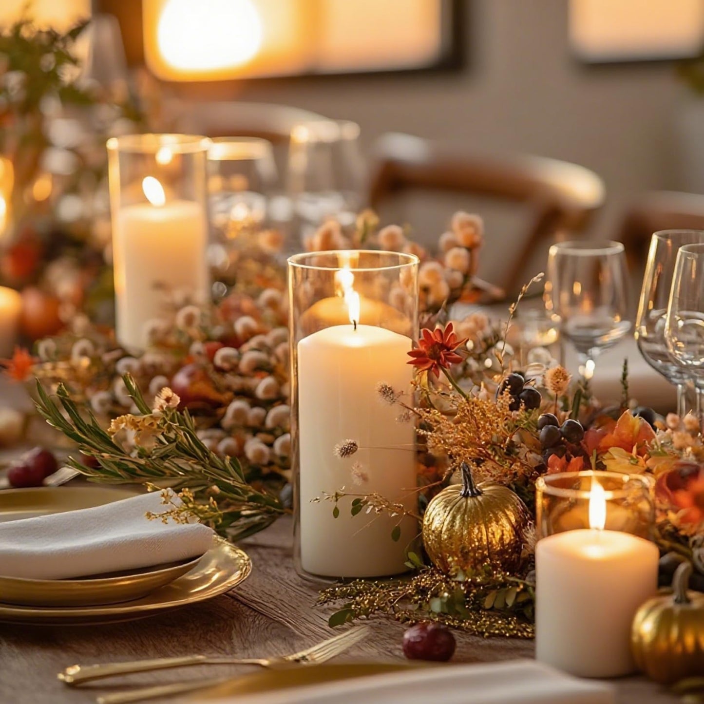 FFUW 24 Pcs White Pillar Candles with Glass Candle Holder Hurricane Glass Candle Holders Clear Cylinder Vases for Centerpieces Wedding Office Party Home Table Decor