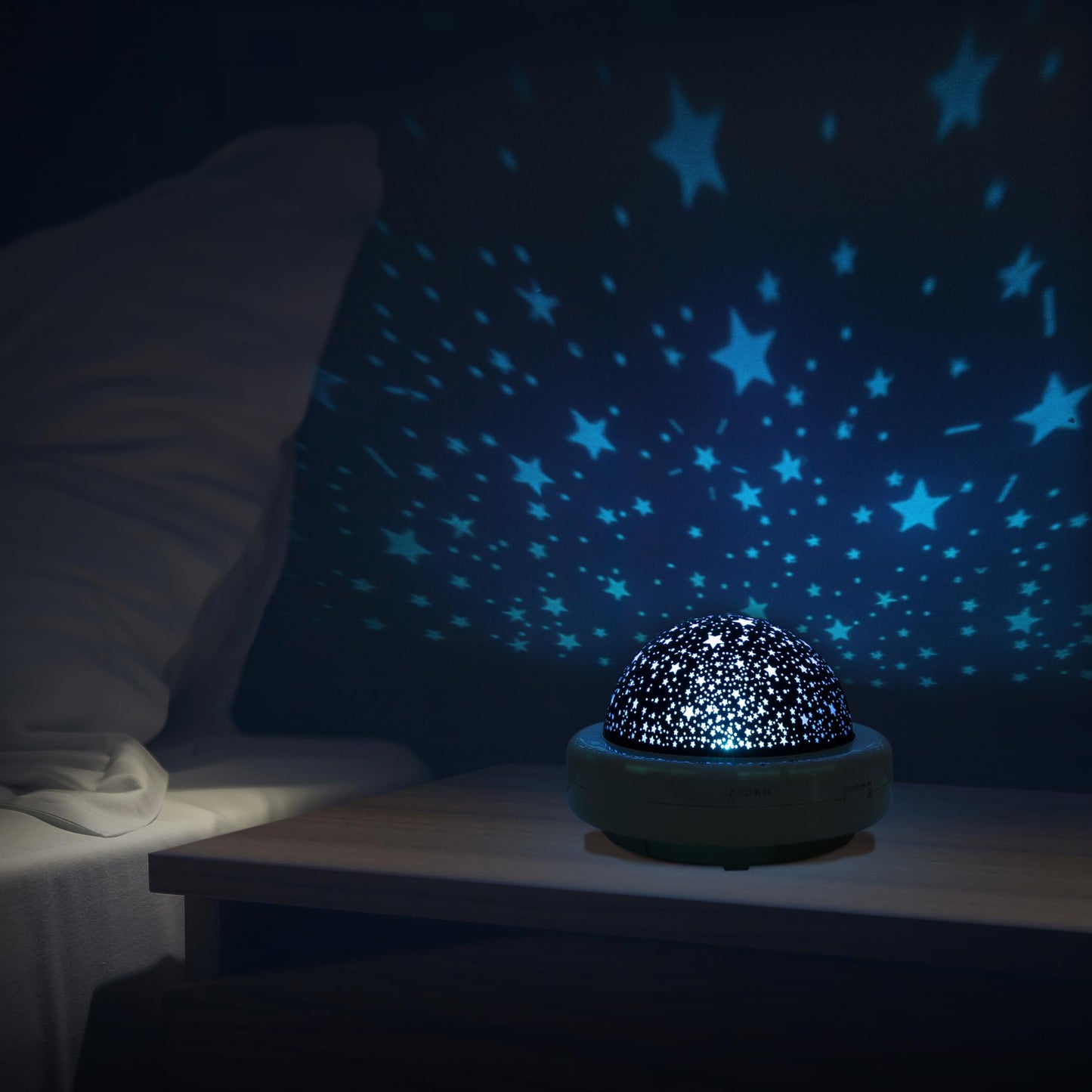 Zadro LED Star Night Light for Kids Room Starlight Projector with Multi Color Starry Nights Globe and Variety of Sounds (8" Dia. by 5.5" Tall, Gray)