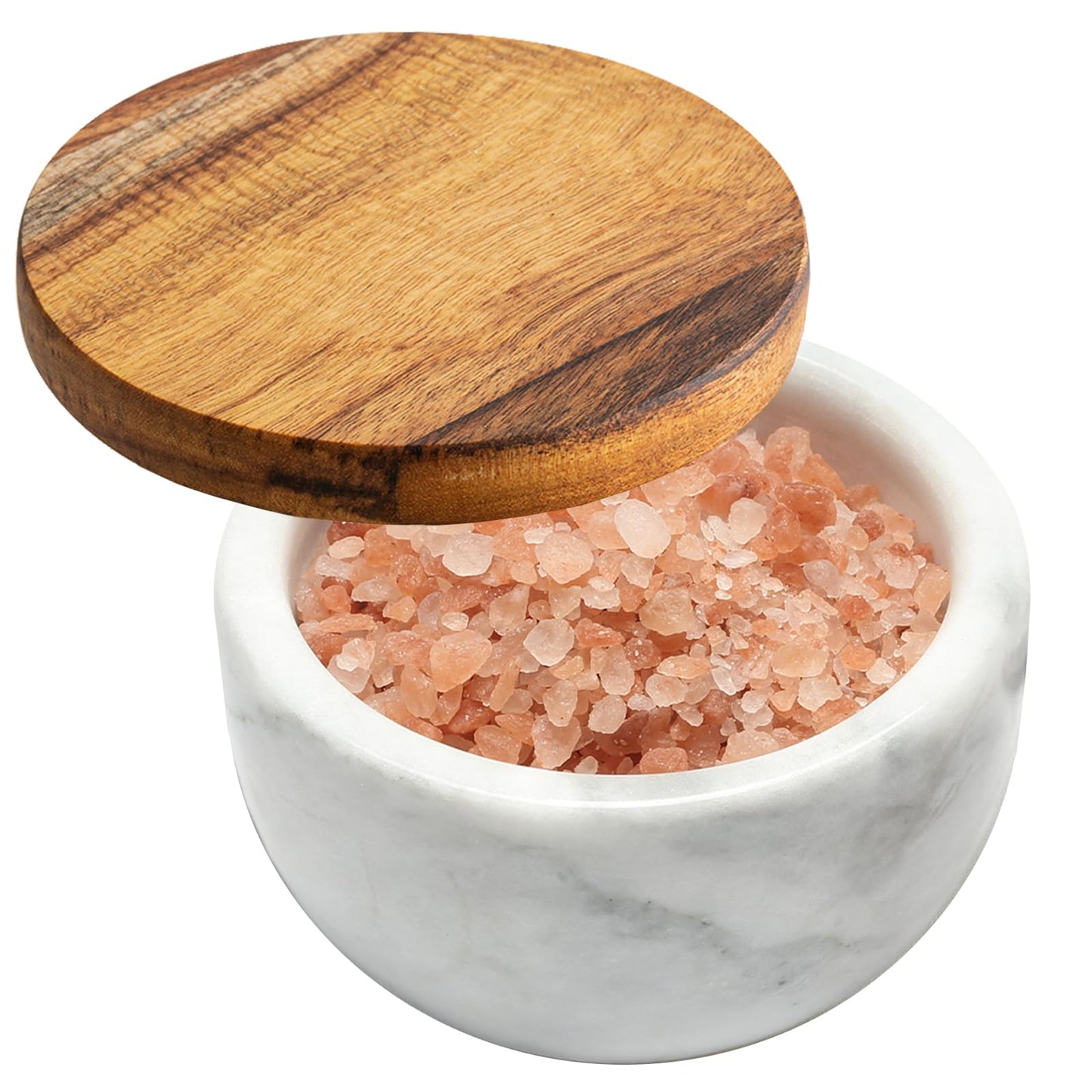 jalz jalz salt cellar salt box large big size salt holder white Marble Base Wood Cover Salt Box Salt Cellar with spoon Decorative Boxes Big Capacity Salt Container Spice Cellar salt and pepper keeper