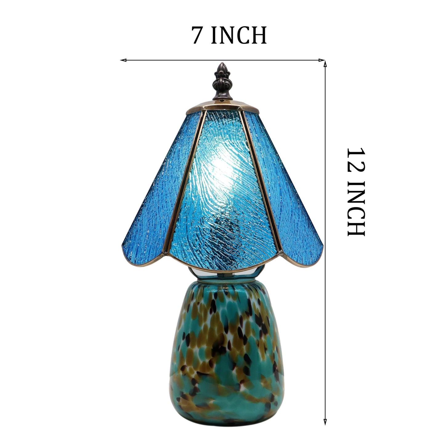 MQYXH Tiffany Style Stained Glass Table Lamp 12 Inch - Blue Stripe