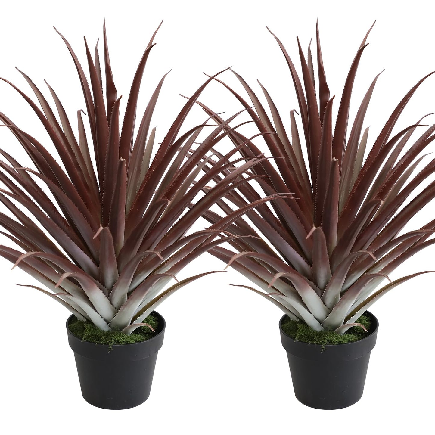 momoplant 2 Pcs Artificial Aloe Vera Plants 27 Inch Red Fake Succulents Faux Agave Plant Potted for Indoor Outdoor Home Office Decor