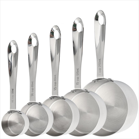 Nstezrne Measuring Cups Set of 5, Stainless Steel Measuring Cups Set, Kitchen Measuring Cup Set, Metal Measuring Spoons for Baking, Dry Measuring Cups, Heavy Duty Measurement Cups with 1/8 Measure Cup