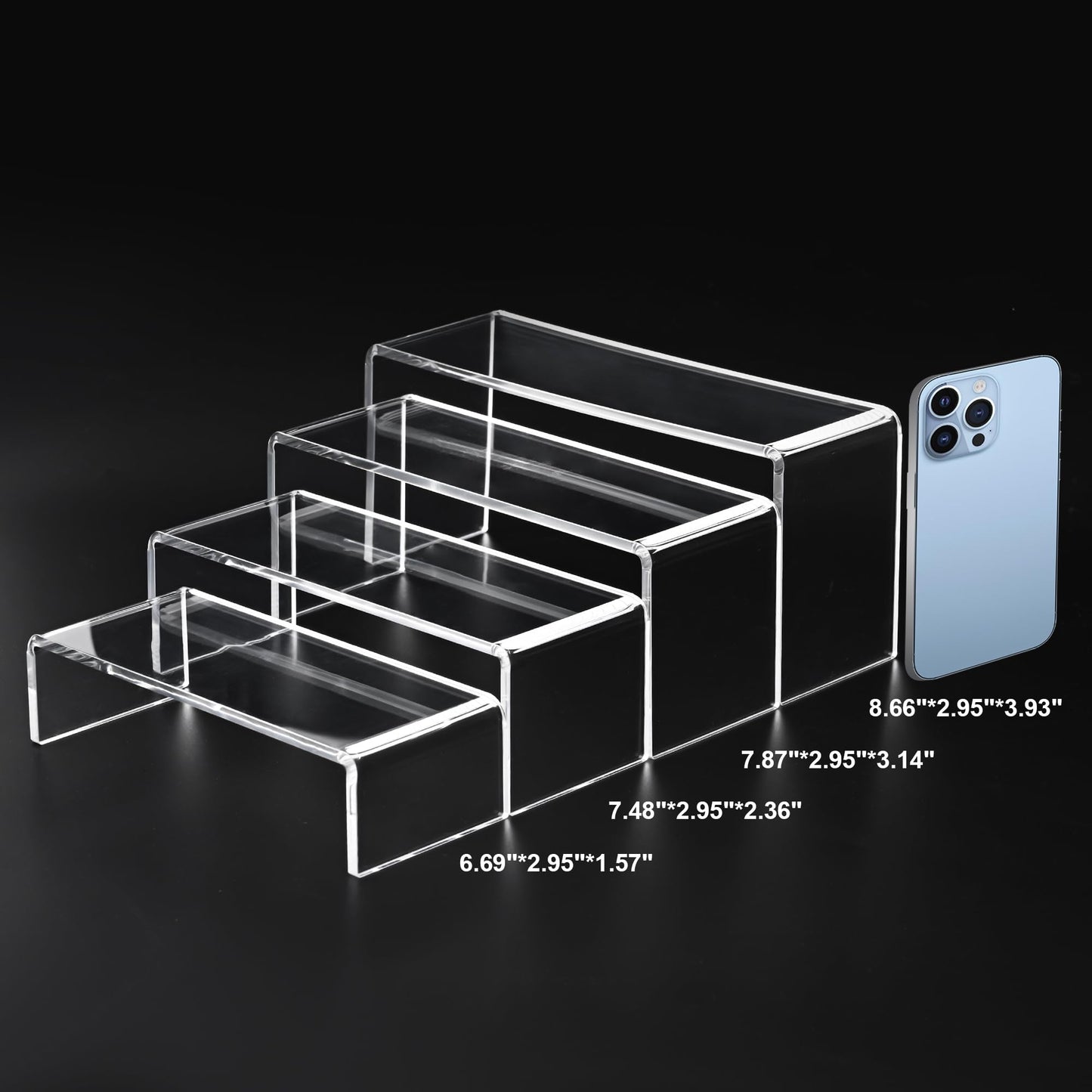 Jialaraq 2 Set Large Acrylic Display Risers,8 Pcs Clear Perfume Stand Organizer,Desktop Display Shelves Collect Pop Figures Toys Cupcake Dessert for Decor,Food Display Shelves for Party