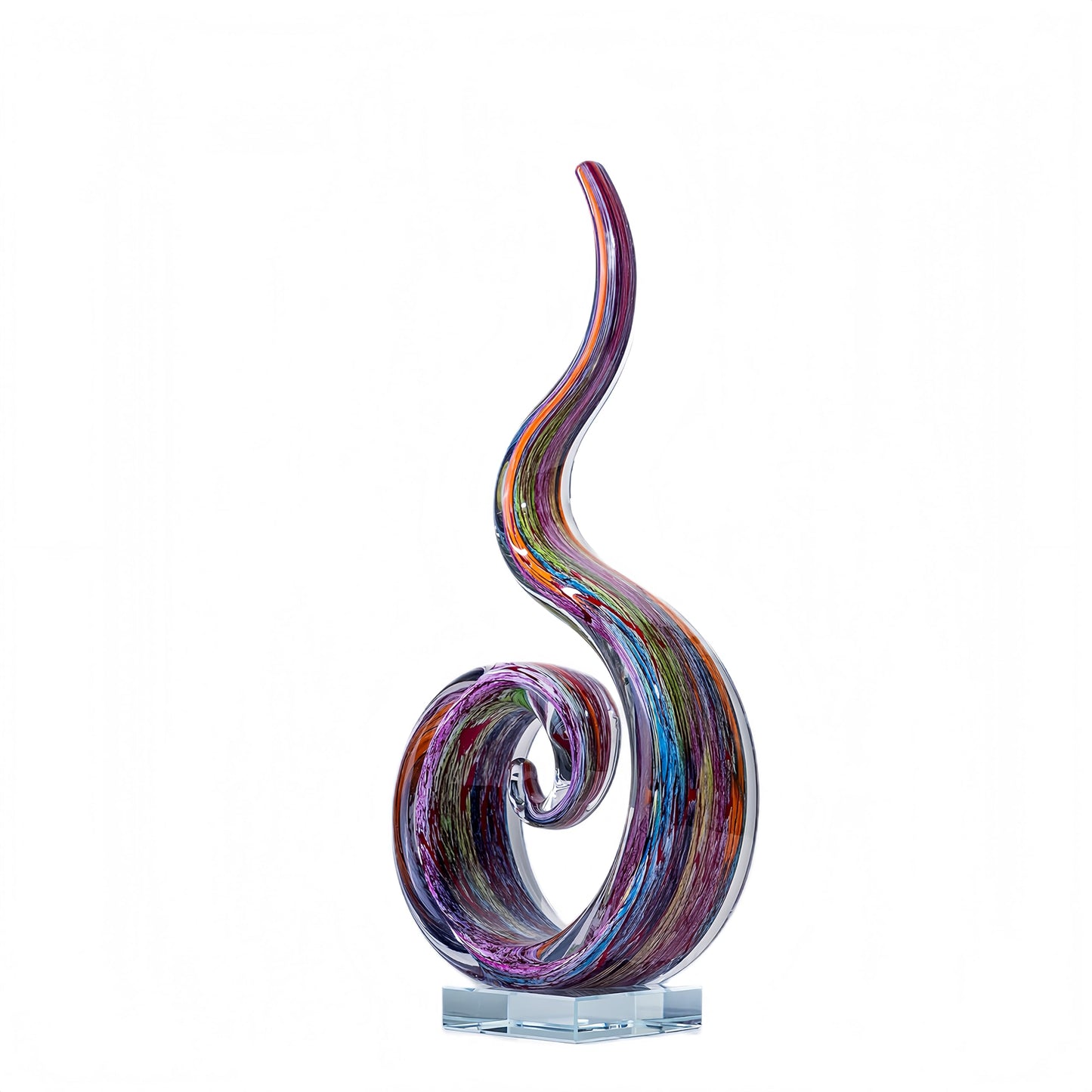 LLAVVD 14in Hand Blown Murano Style Spiral Flame Glass Sculpture