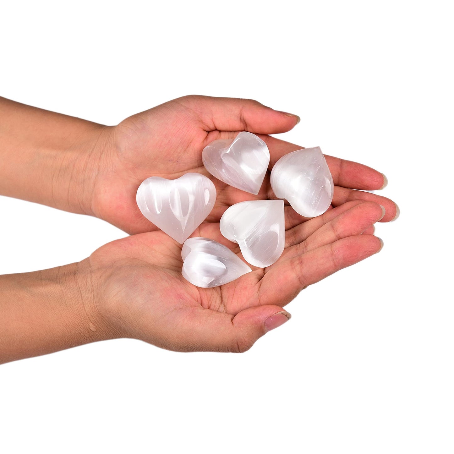 JIC Gem 1.4-1.6" Natural Unique White Selenite Heart Stone Healing Crystal Heart Rock Engraved Heart Decoration Heart Shape Crystal Set of 10 Wholesale Frome Morocco