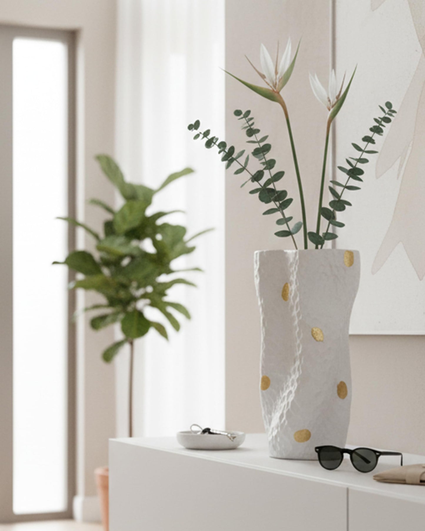 OOSTONEE Ceramic Vase for Home Decor - 10 Inch Unique Design Organic Nature Shape, Modern Farmhouse Decor, Coffe Table Flower Vases for Centerpieces, Entryway Table