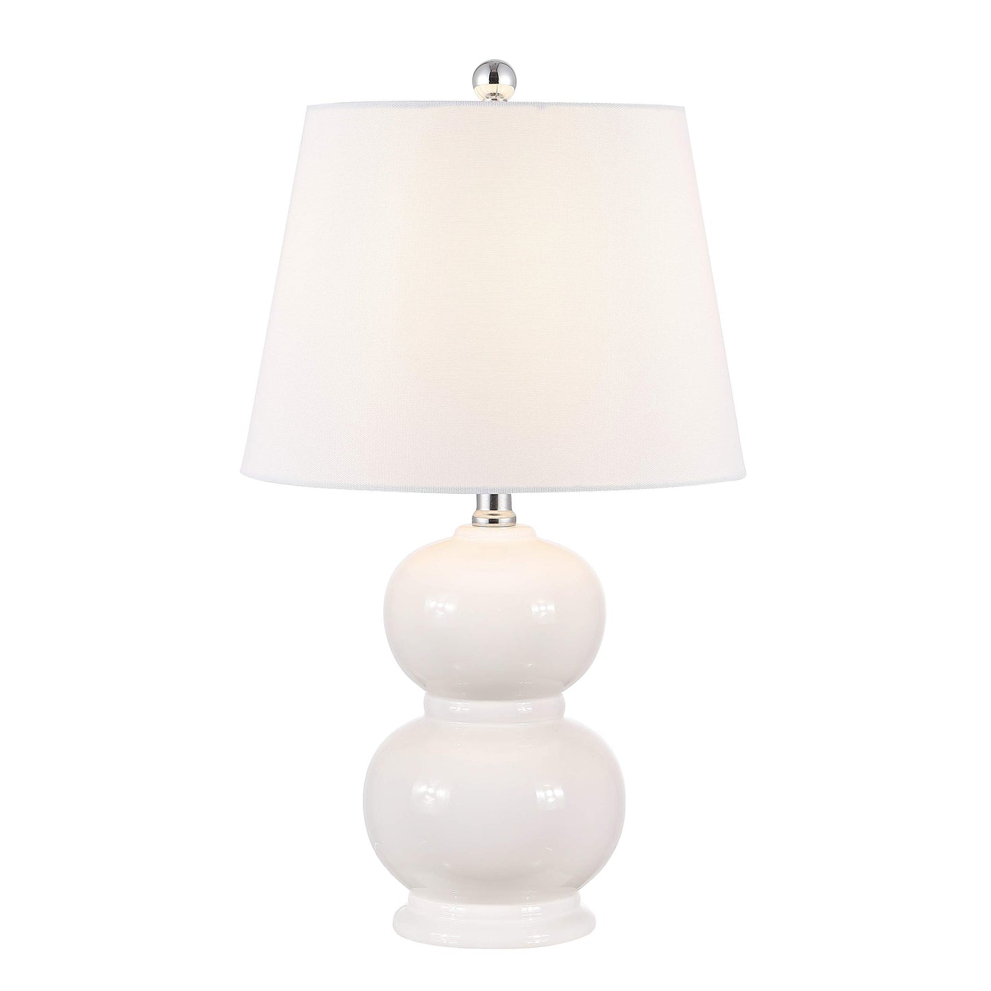 SAFAVIEH Lighting Collection Everlee Modern Contemporary Ivory Ceramic Double Gourd 22-inch Bedroom Living Room Home Office Desk Nightstand Table Lamp (LED Bulb Included)