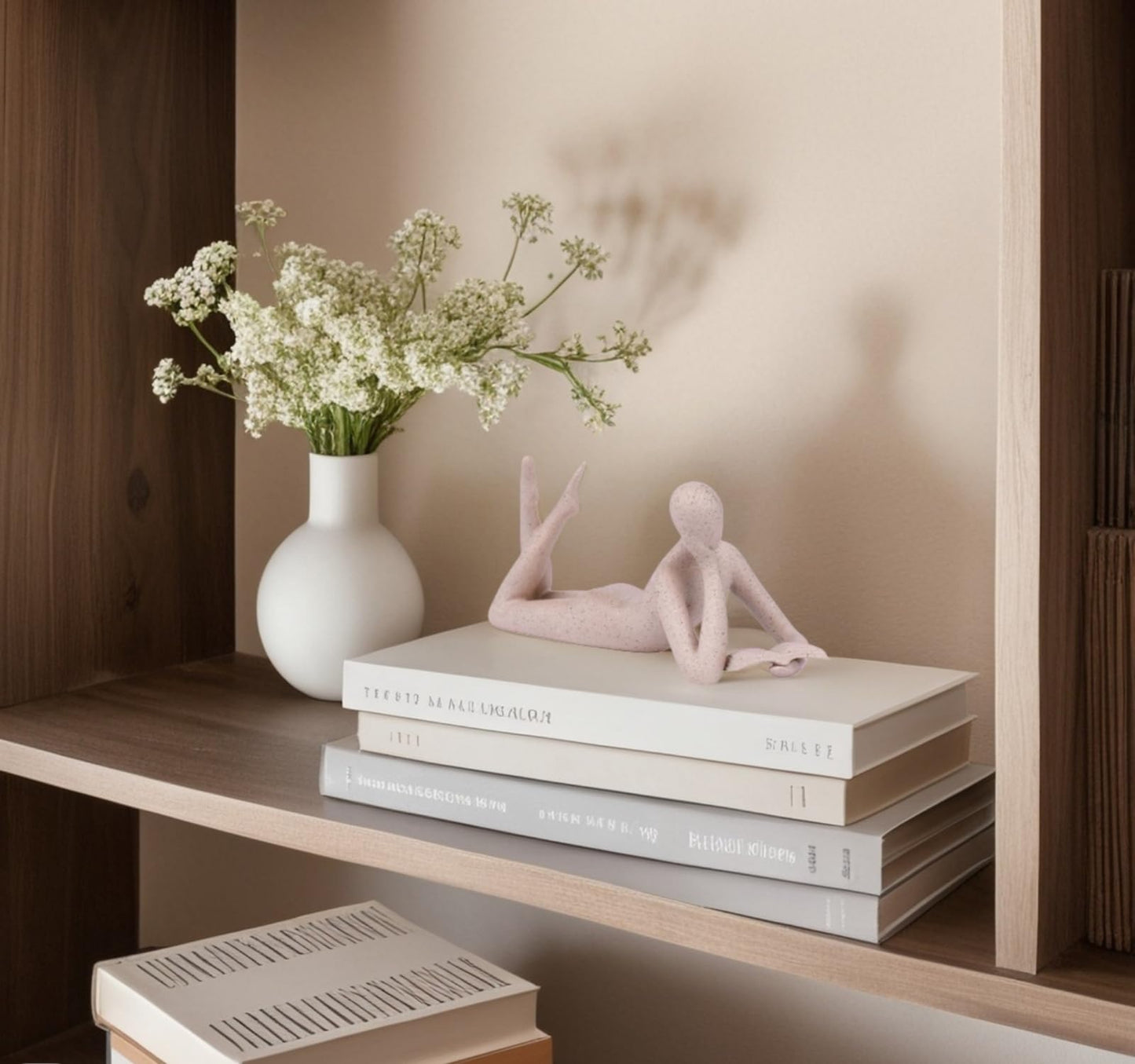 ZMLOOK "Reading Woman Thinker Sculpture is a Modern Abstract Decorative piece, a Favorite Among Book Lovers and Thinkers, Suitable for Placement in Living Rooms, Offices, and bedrooms. (Sandstone A)