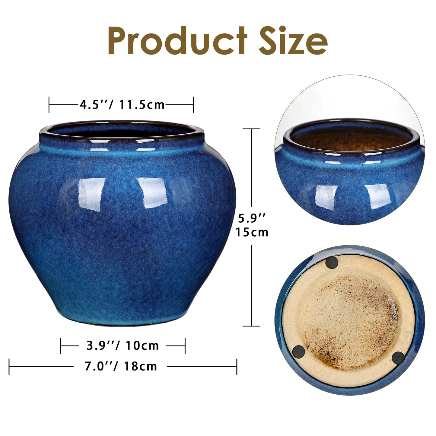 Hollyone Blue Vase Porcelain Ceramic Vase 7inch Flower Vases Classic Decorative Floral Vases for Bedroom Living Room Console Table Accent Shelf Tabletop Home Decor