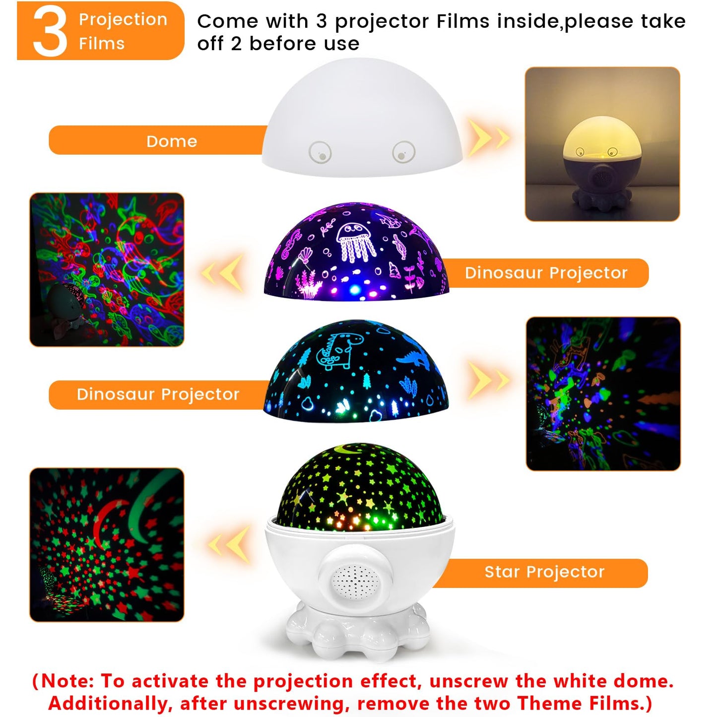 Cute Octopus Night Light Projector,17 Light Modes Ocean Star Projector with 360° Rotation, 3 Projection Films and 9 Lullaby Songs,Night Lamp with Remote and Timer, Gifts for Family and Friends (White)