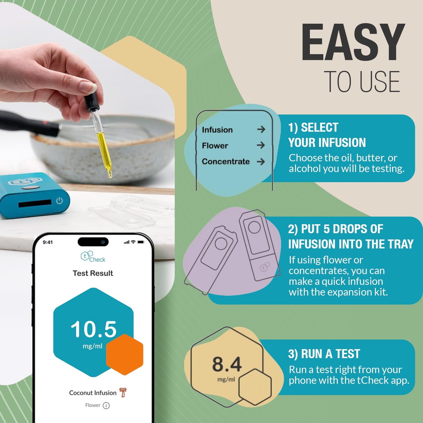 tCheck 3 Portable Potency Tester with Reusable Tray | UV Spectrometer for Accurate Potency Testing - Herbal Kit for Infusions, Edibles & Oils (Not for Flower Testing) Blue