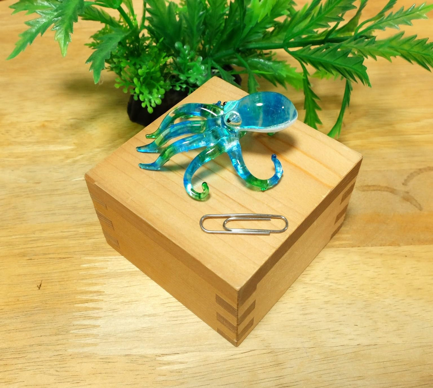 Handmade Mini 2" Blow Glass Ocean Blue Sea Animals Figurine Art, Octopus, Cool Stuff, Home or Garden Decor Gift Ideas