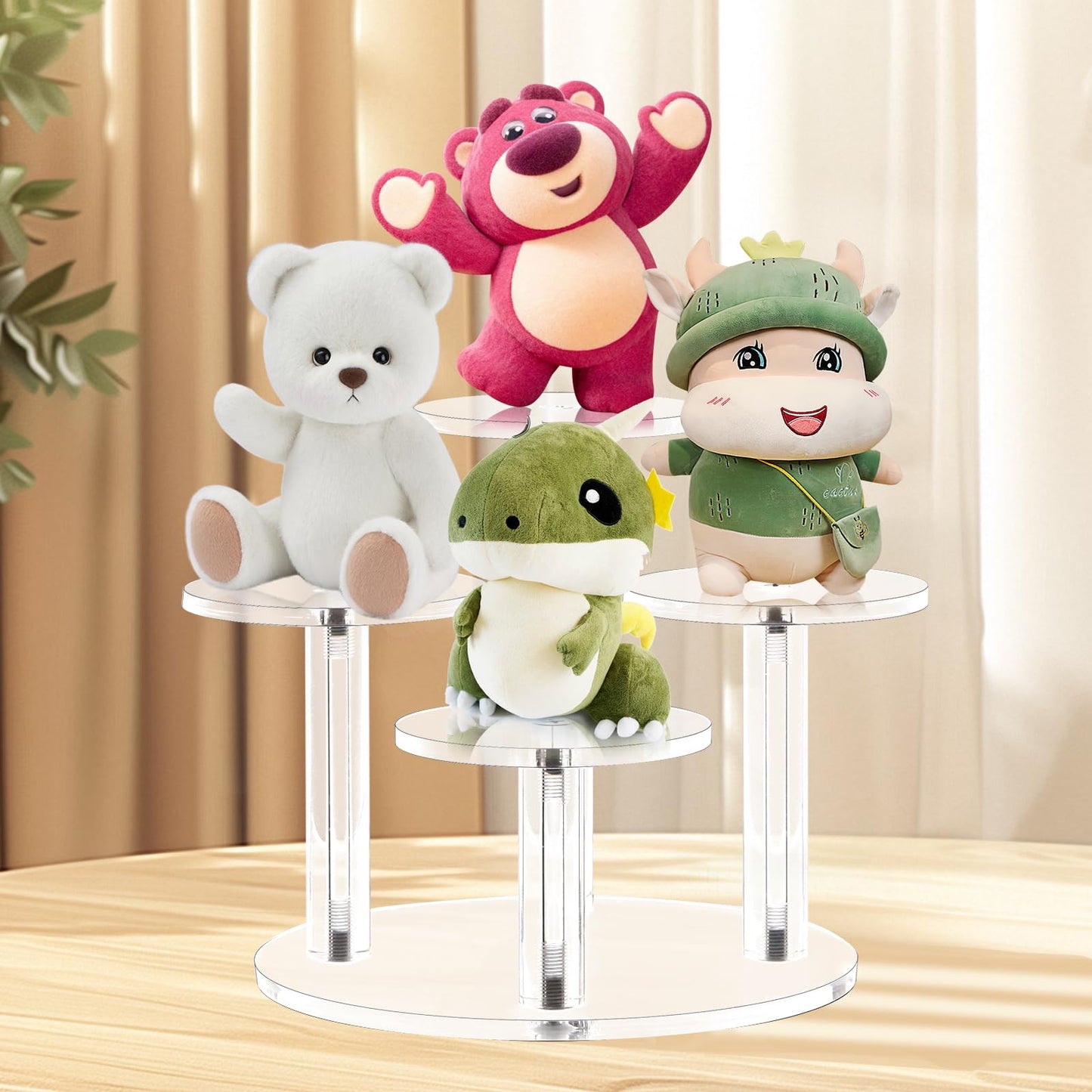 Jusalpha Acrylic Display Stand, 4 Tier Round, Clear Organizer for Jewelry, Funko POP Figures, Perfume, Cupcake, Countertop Decoration (4 Tier)