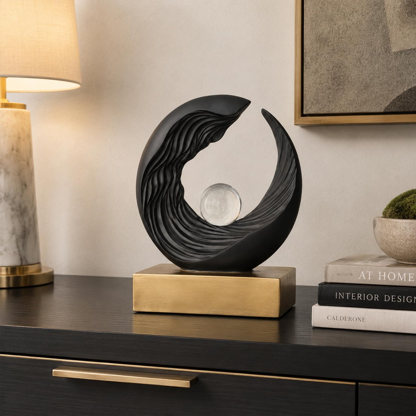 Abstrac Black Sculpture Living Room Decor, Modern Art Home Decor Accents