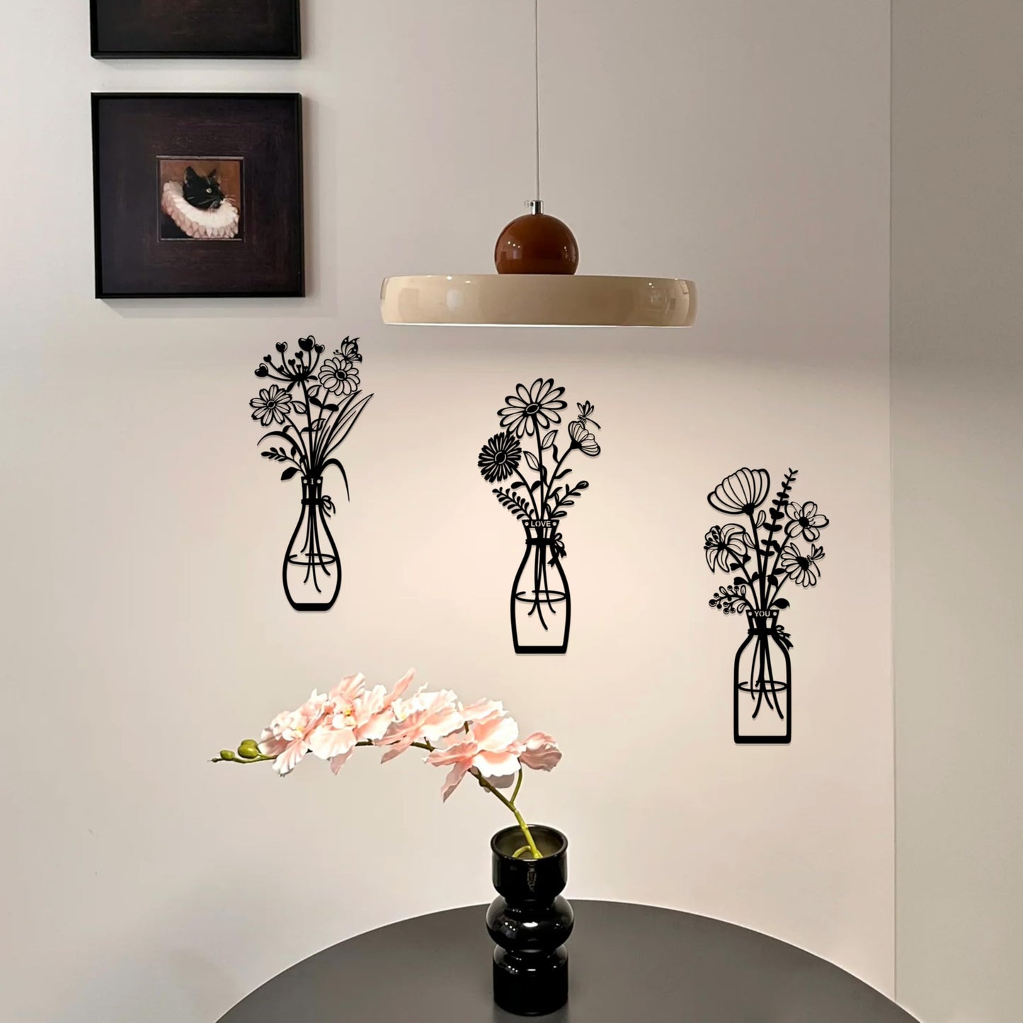 RIJINDOUJIN 3 Pieces Metal Flowers Wall Art Decor, Farmhouse Minimalist Bathroom Wall Decors Sculptures for Living Room Dining Room Bedroom Housewarming Gifts