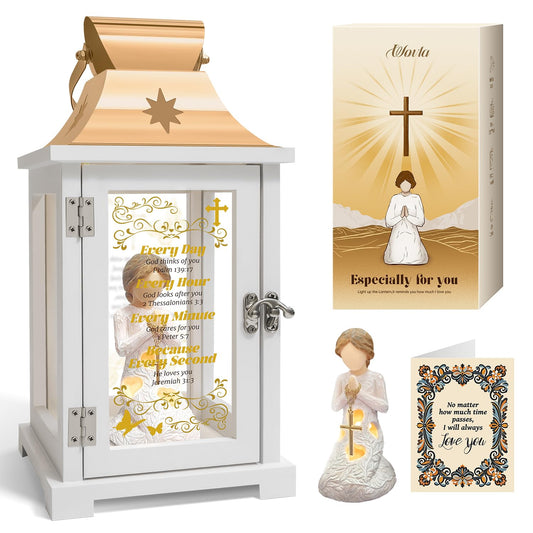 Christian Gifts for Women Faith, Inspirational Gift, Prayer of Peace Figurine Lantern, Religious Gifts for Female Men, Spiritual Gift