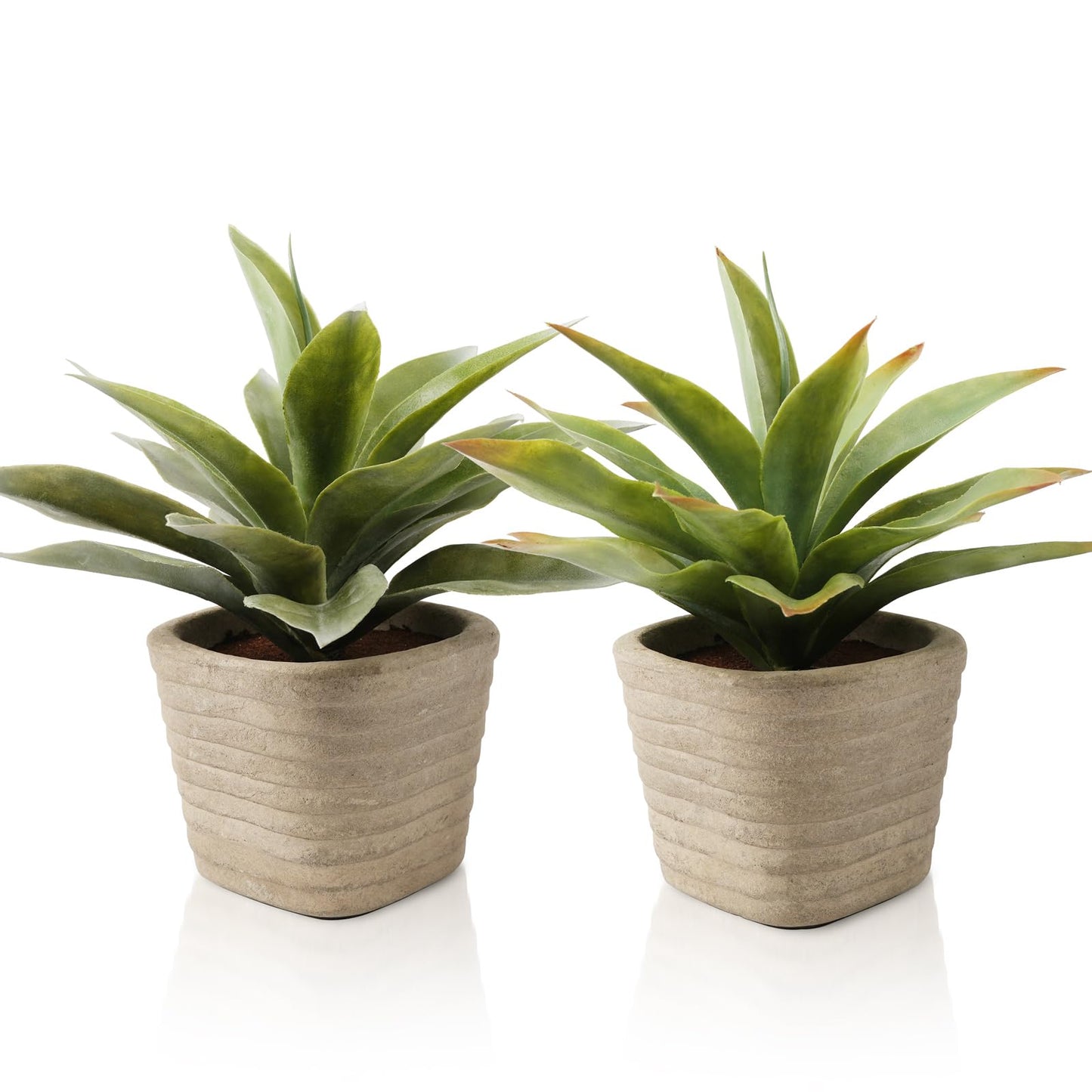 PENGYEE 2 Pack Small Fake Agave Plants in Pulp Pot for Home Decor