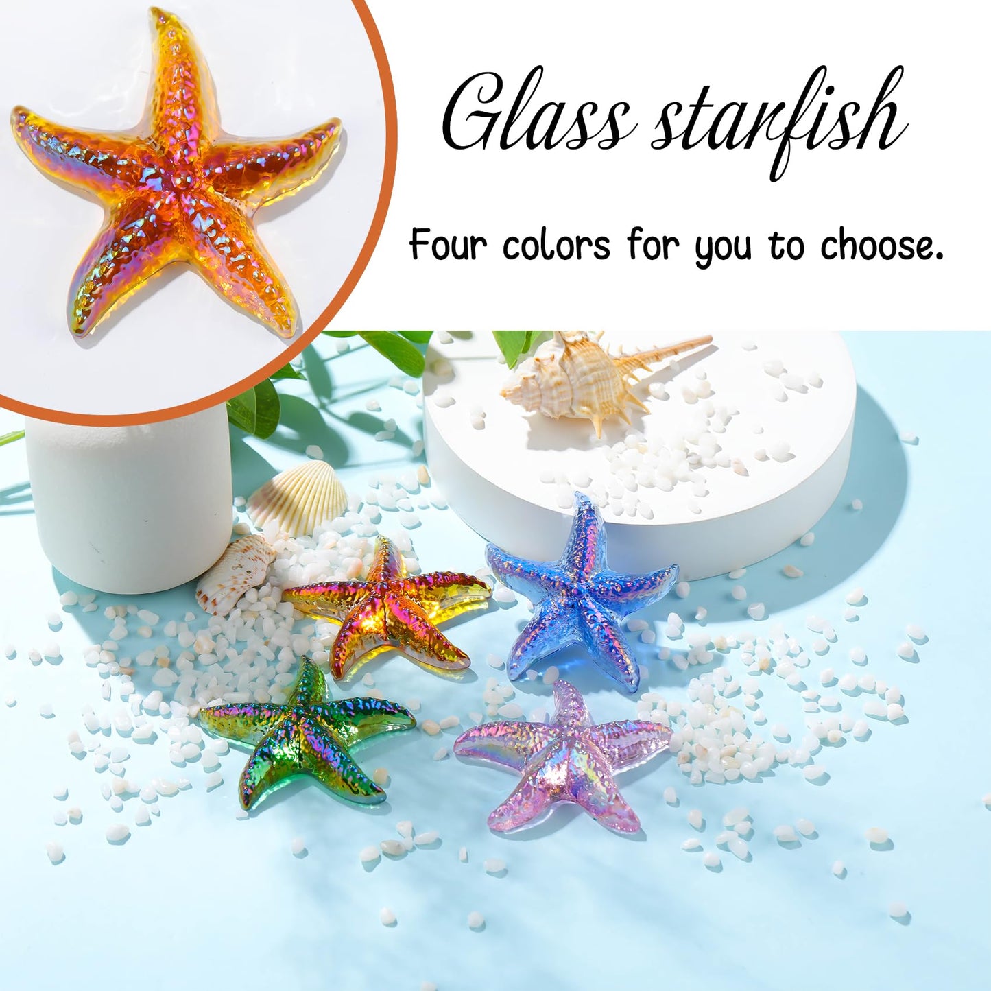 Arikyrist 2.75in. Hand Blown Glass Orange Starfish Birthday Christmas for Women Girlfriend, Handmade Cute Star Fish Figurine for Home Office Decoration