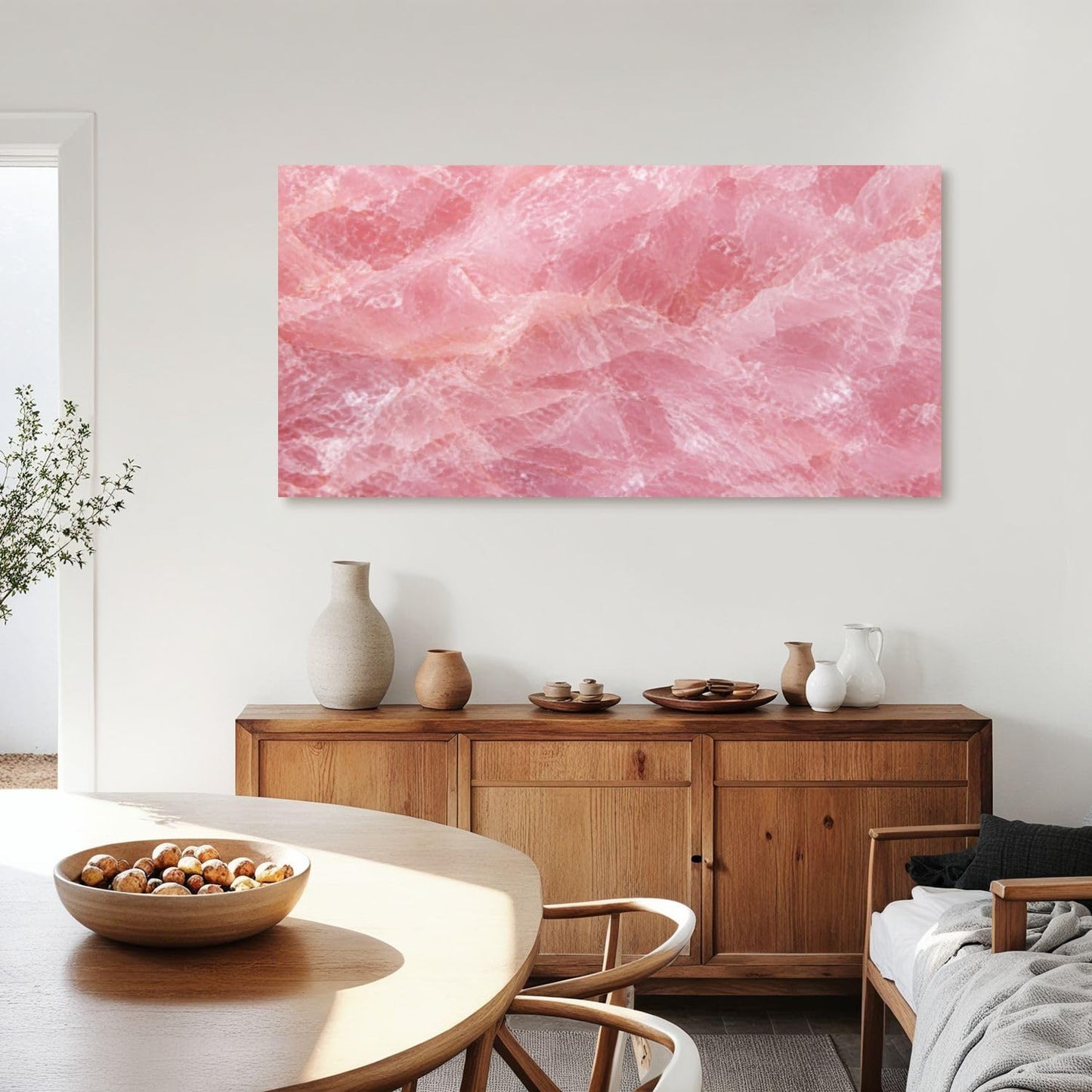 Canvas Wall Art Prints Himalayan pink salt rock from whole solid crystal block Large Framed Artwork Wall Paintings Pictures Posters 20"x40" Home Decor for Living Room Office Bedroom