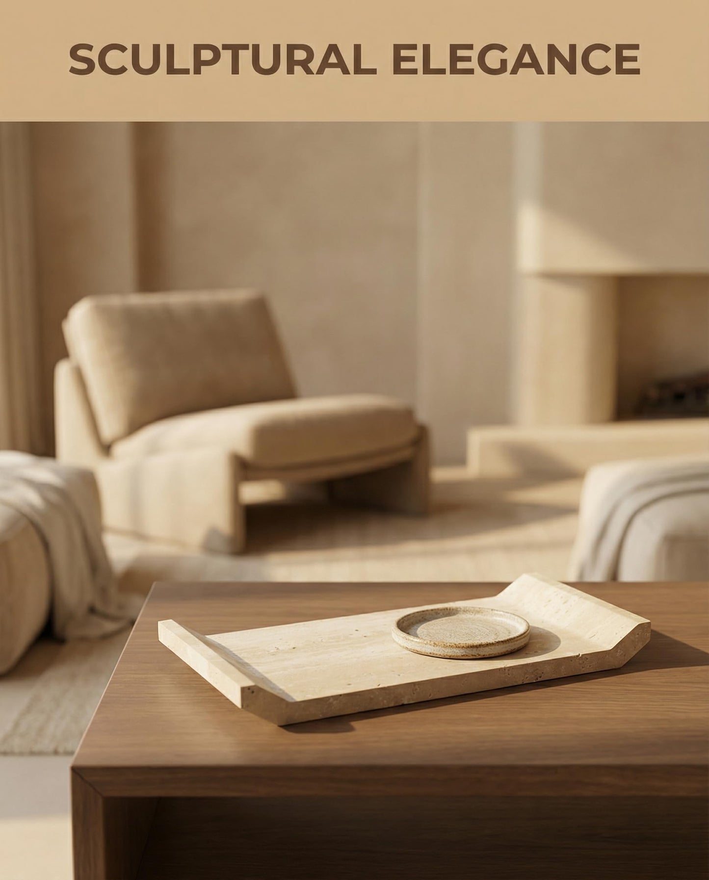 OOBOOB Natural Travertine Marble Tray, Double-Sided Bridge-Shaped Bathroom Tray, Perfume Tray, Multipurpose Perfume Organizer for Home Decor Enthusiasts