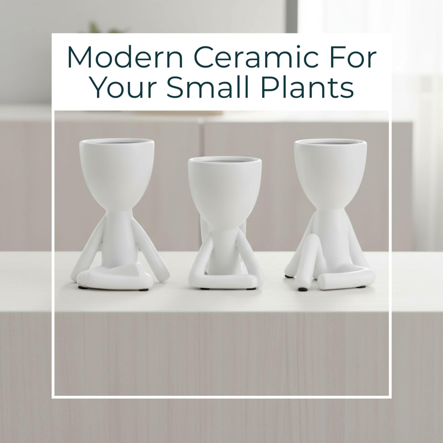 Ceramic Sitting Human Sculptural for Home Decor - Figurine Accents for Bathroom, Office Desk, and Living Room - Ornaments for Shelf Display and Cofee Table - Set of 3, 6", 6", 5", White