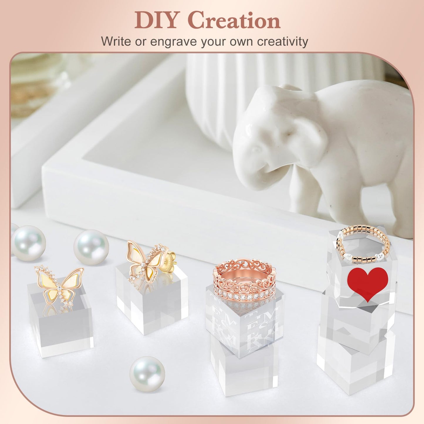 SAMYUCHO Acrylic Base 10 Pieces Acrylic Blocks for Display 1 X 1 X 1 Inch Square Riser Display Stands Trophy Base Pedestal Stands Clear Cube for Trophy Jewelry Props Food Party Crafts