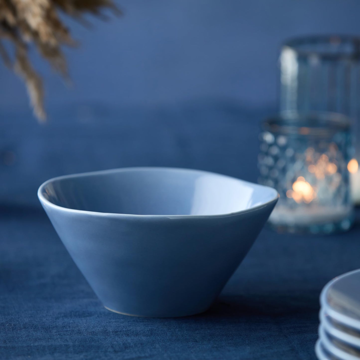 Cloudy Sky Deep Stoneware Bowl 10.25 in – 88 oz Large Blue-Gray Marbled Serving Bowl for Salads, Pasta, Soups & Sides – Rustic Modern Dinnerware for Everyday & Entertaining Use