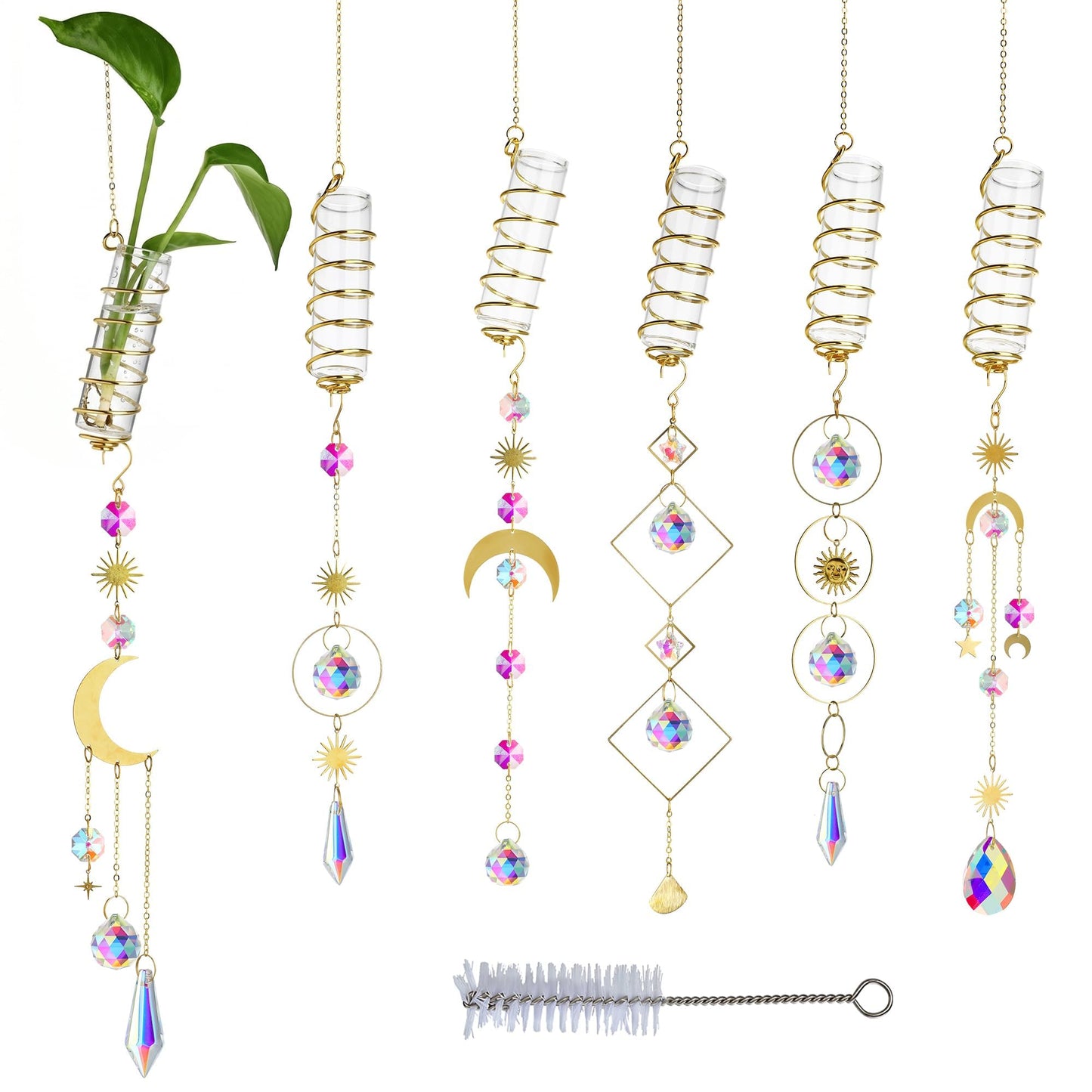 KRISININE 6pcs Plant Propagation Station Hanging Window Plant Propagator Stations Suncatcher with Chain Pendant Ornament Balls