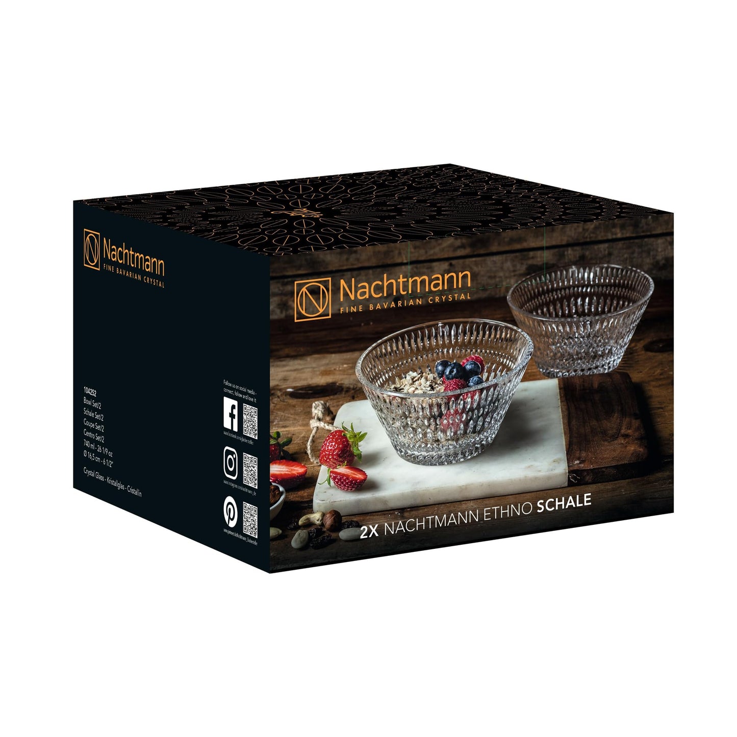 Nachtmann Ethnic 104252 Set of 2 Bowls Crystal Glass Diameter 16.5 cm