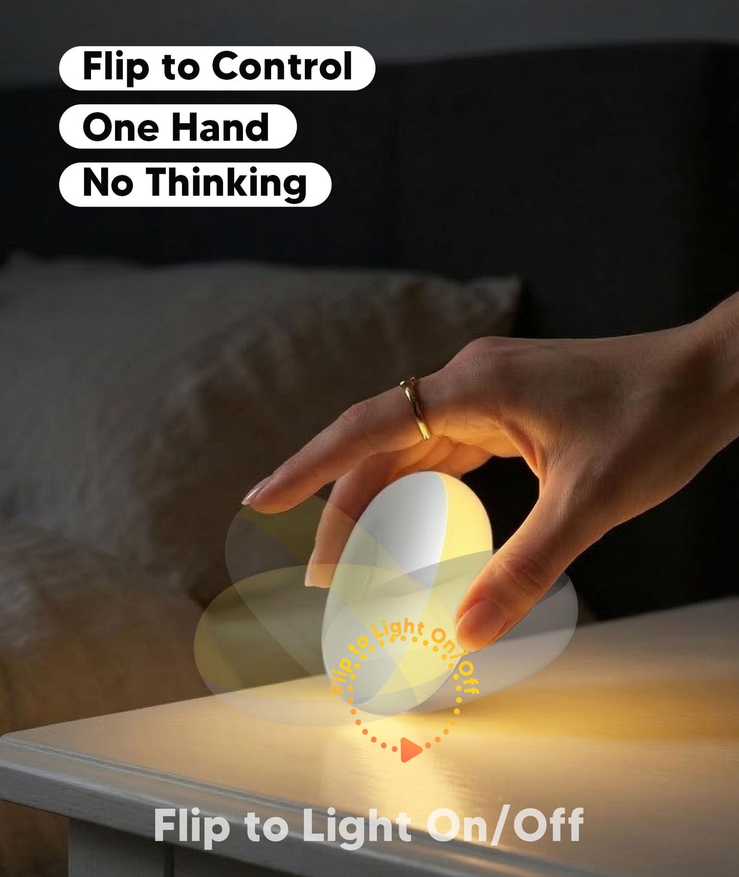 Baby Night Light for Nursery | Upgraded Flip Design with 1800K Amber Glow for Breastfeeding & Diaper Changes | Dimmable Silicone Egg Lamp, Brightness Memory, Child Lock, USB-C Rechargeable Nightlight