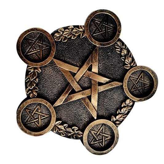 Yardwe Pentacle Star Candleholder 7.48In Decorative Tealight Holder with Pentagram Design for Rituals Altar and Home Tabletop Decoration