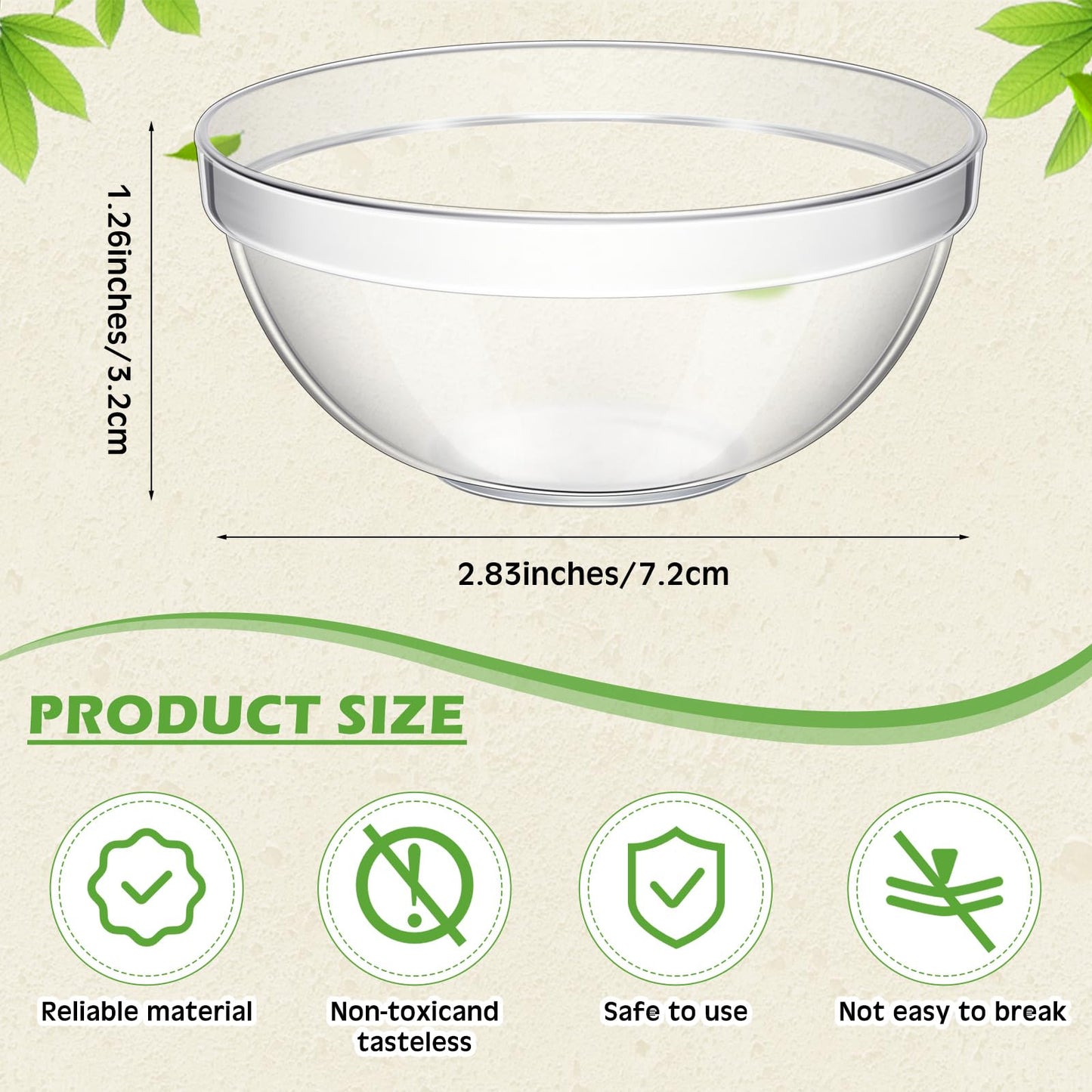 Teenyyou 30 Pcs 3" 2.6 oz Small Clear Plastic Bowls Mini Meal Prep Bowl Round Stackable Ingredient Containers for Dipping Sauce, Spice, Nuts, Snack, Ice Cream, Candy Dishes, Dessert