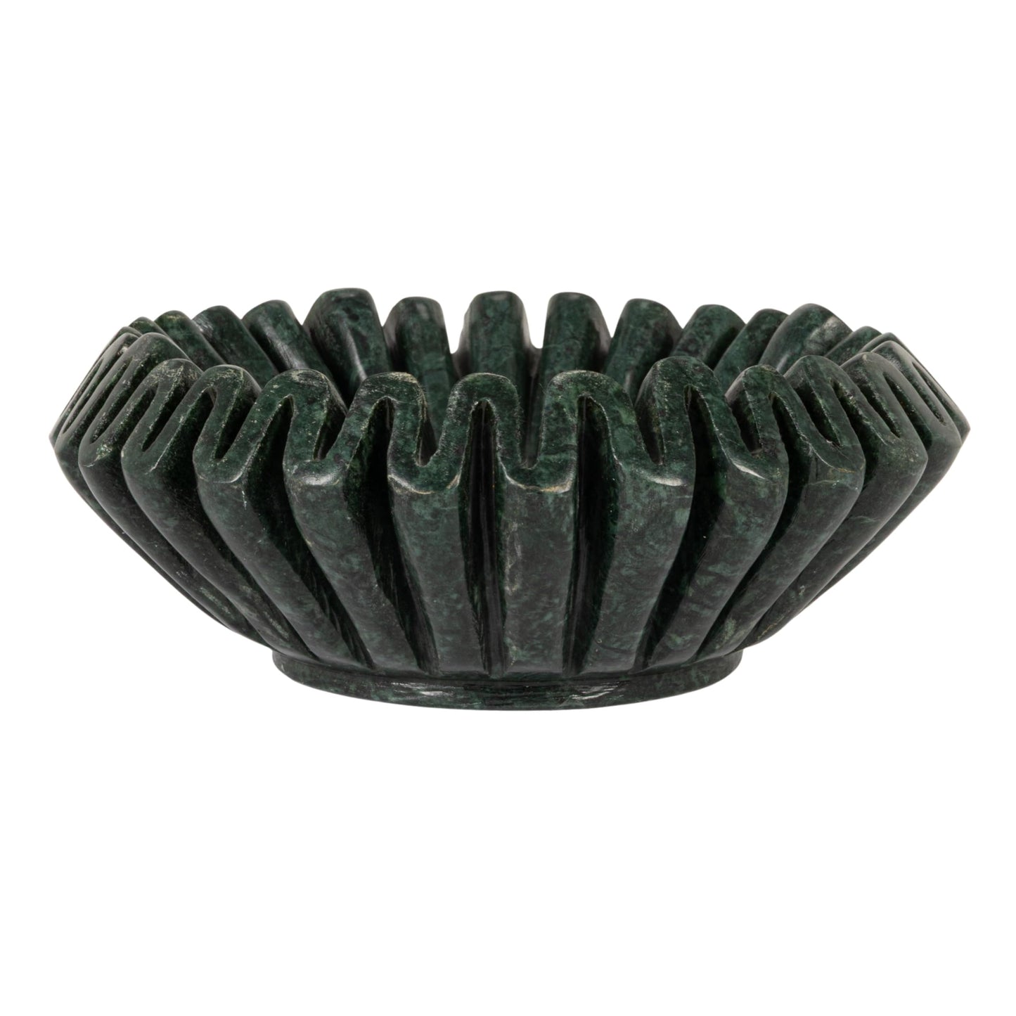 Creative Co-Op Round Marble Pleated Dish, Black